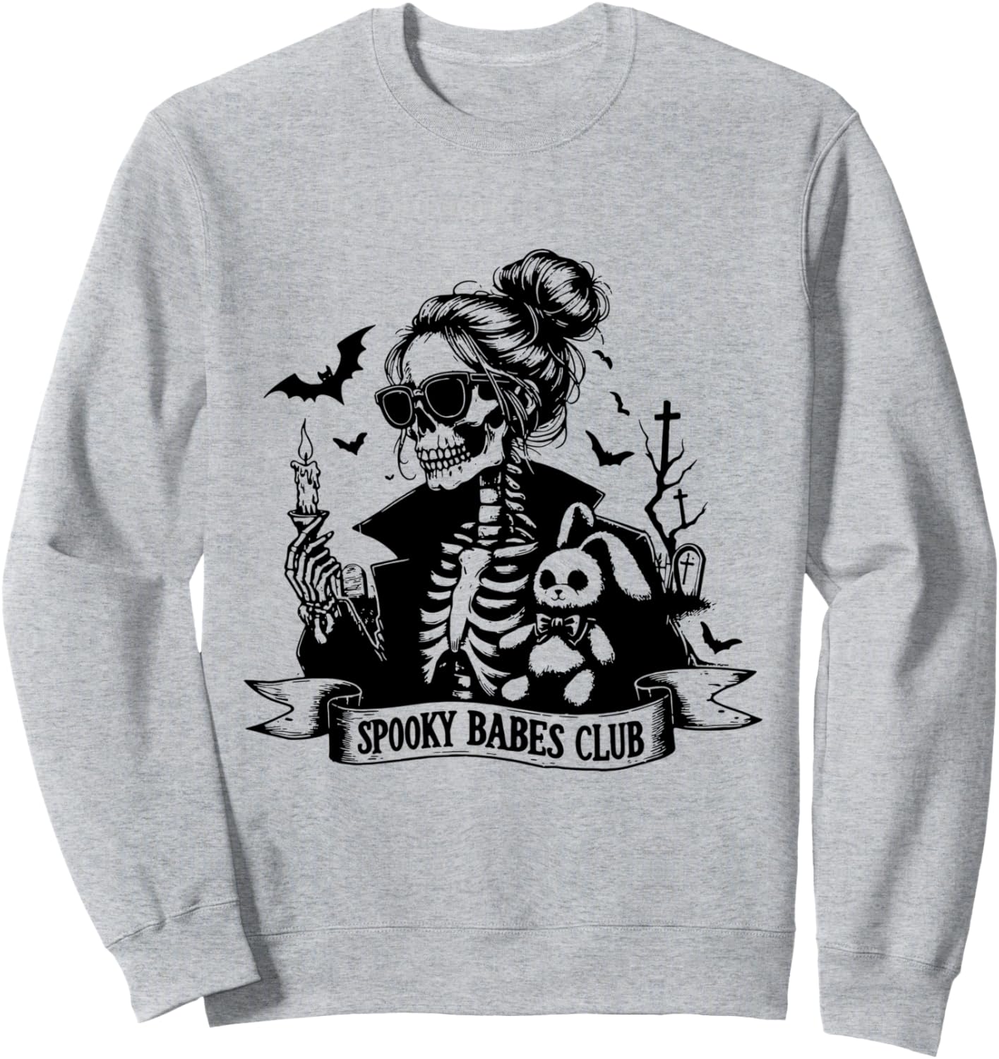 Spooky Babes Club , Snarky Funny Skeleton Halloween Sweatshirt