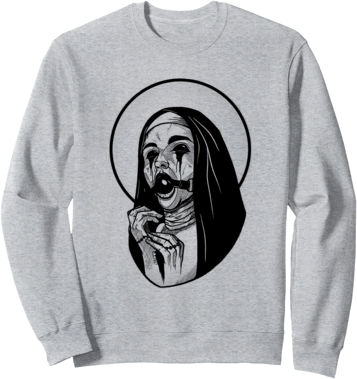 Nun with Ball in Mouth, Evil Nun Motif T-Shirt, Manga Anime Sweatshirt