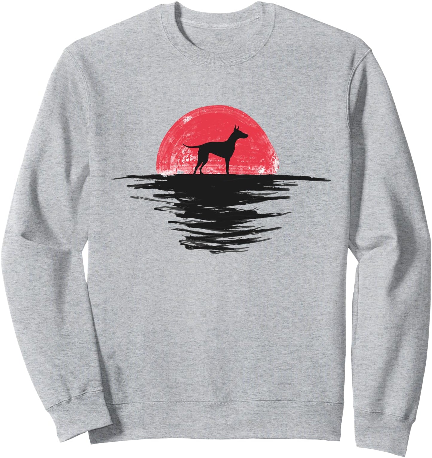 Manchester Terrier Japanese Sunset Retro Dog Red Sweatshirt