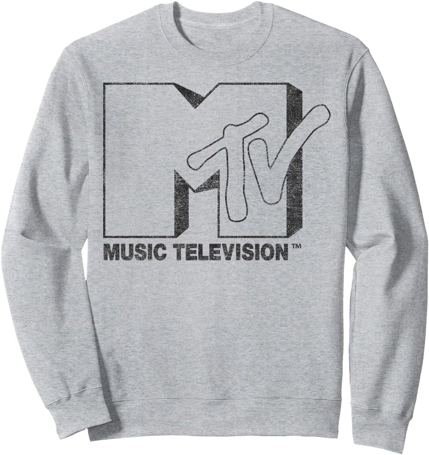 MTV Distressed Vintage Black and White Logo Sweatshirt Sweatshirt