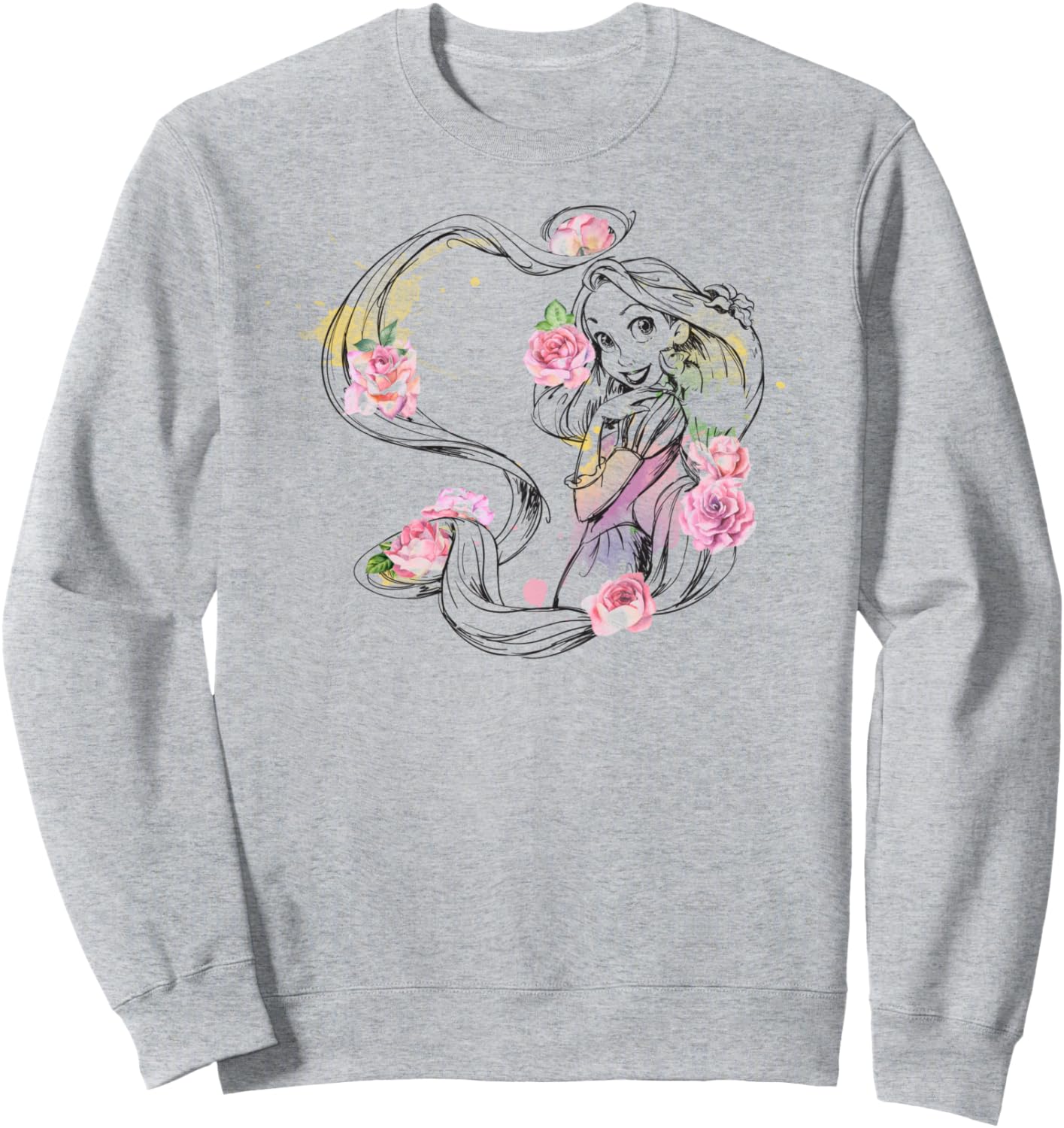 Disney Tangled Rapunzel Floral Color Splash Sweatshirt Sweatshirt