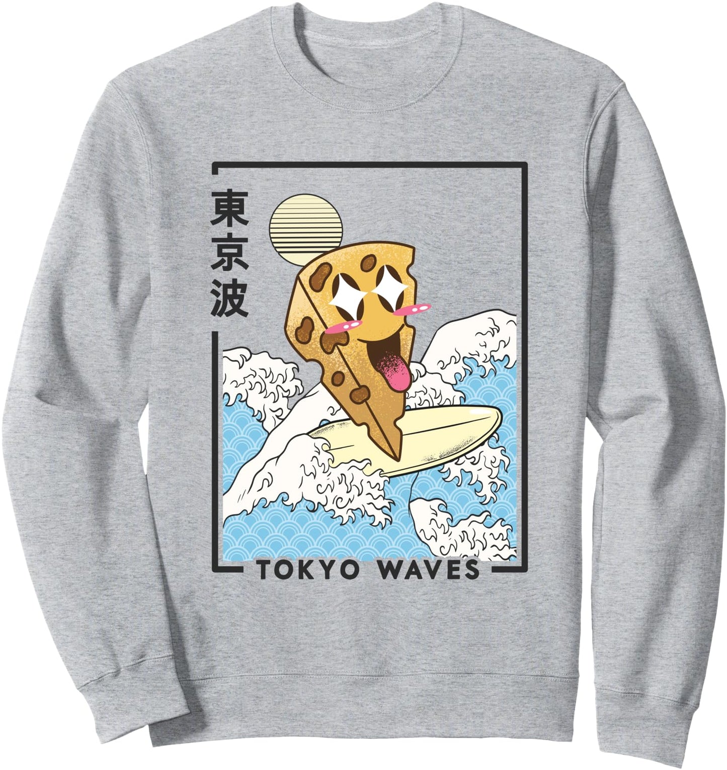 Cheese Surfing Japanese Waves Anime Kawaii Aesthetic Sweatshirt