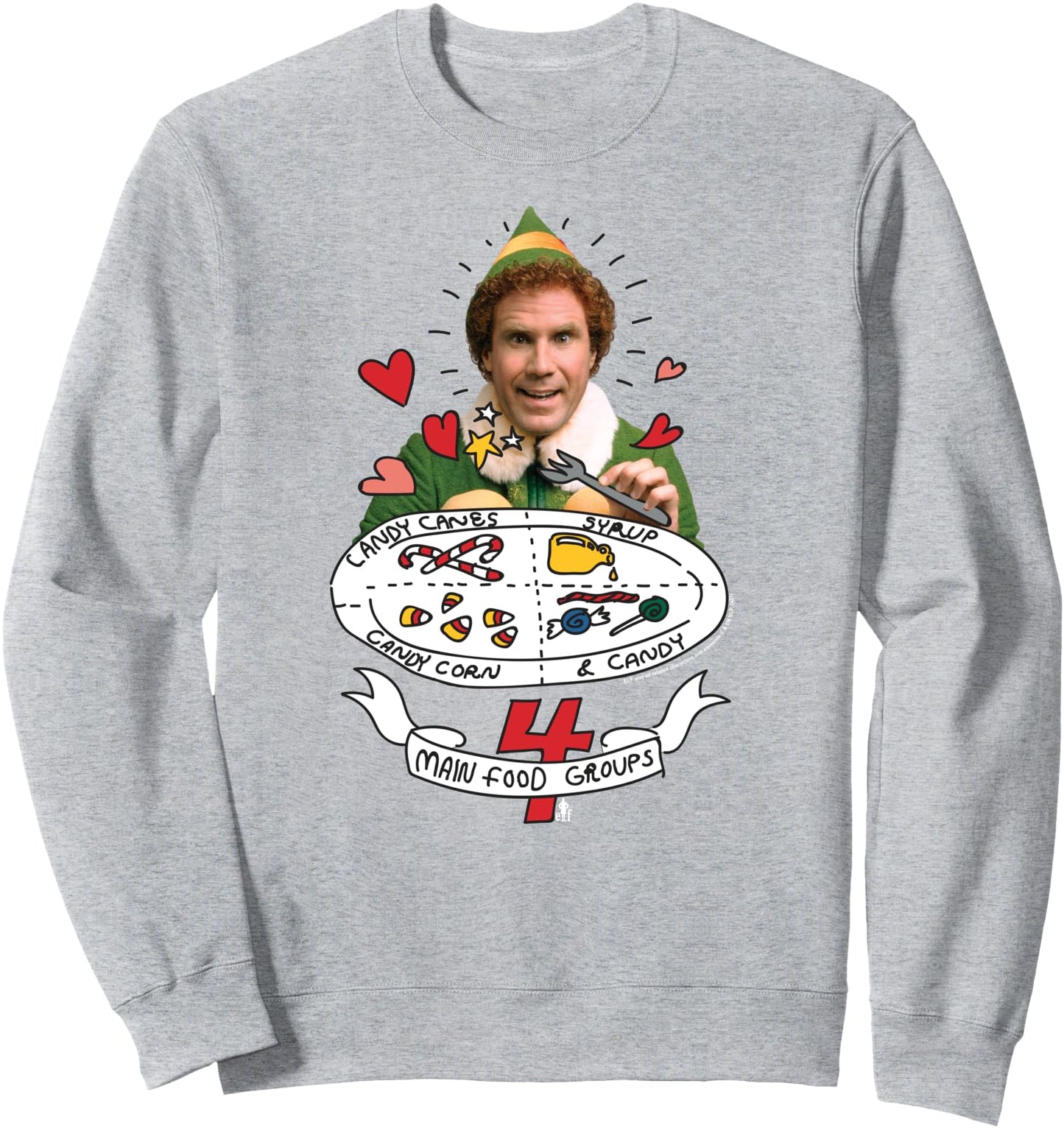 Elf Buddy's Four Food Groups Funny Christmas Sweatshirt