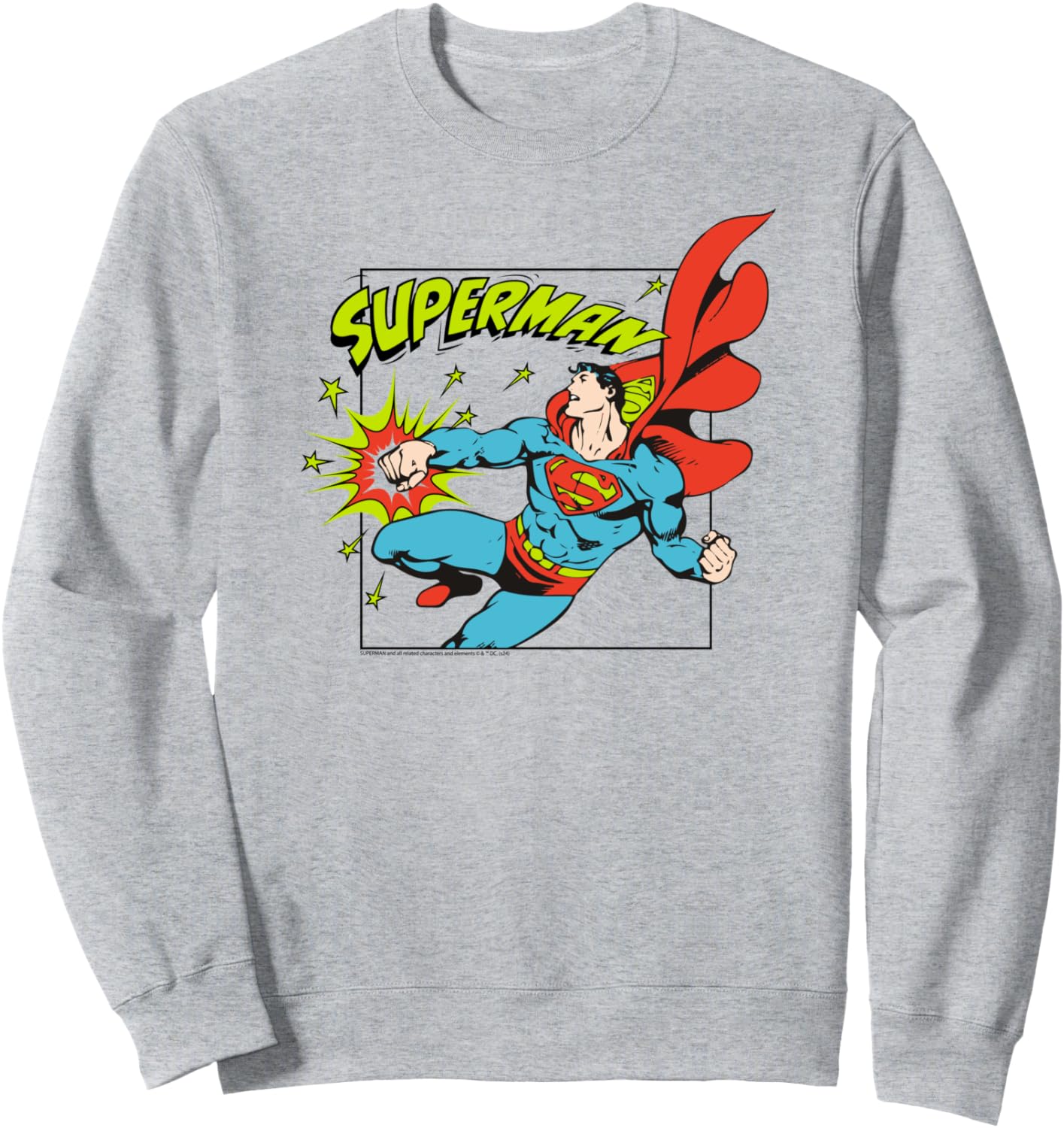 Amazon Essentials DC Comics Superman Action Punch Comic Square Sweatshirt