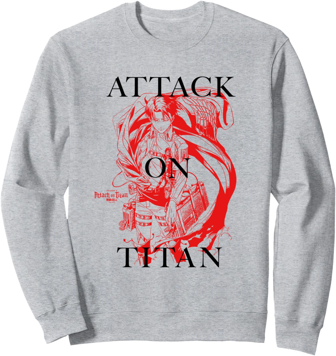 Attack on Titan Season 3 Levi Serif Stacked Title Anime Sweatshirt