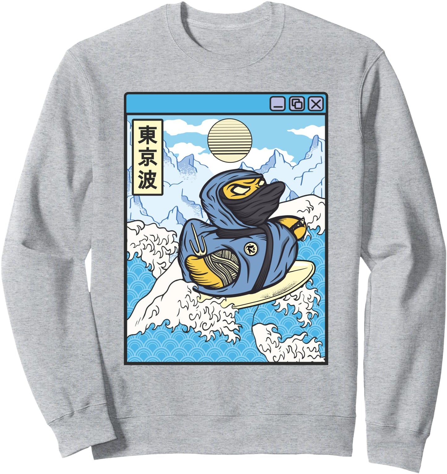 Surfing Ninja Rubber Duck Japanese Waves Kawaii Vaporwave Sweatshirt