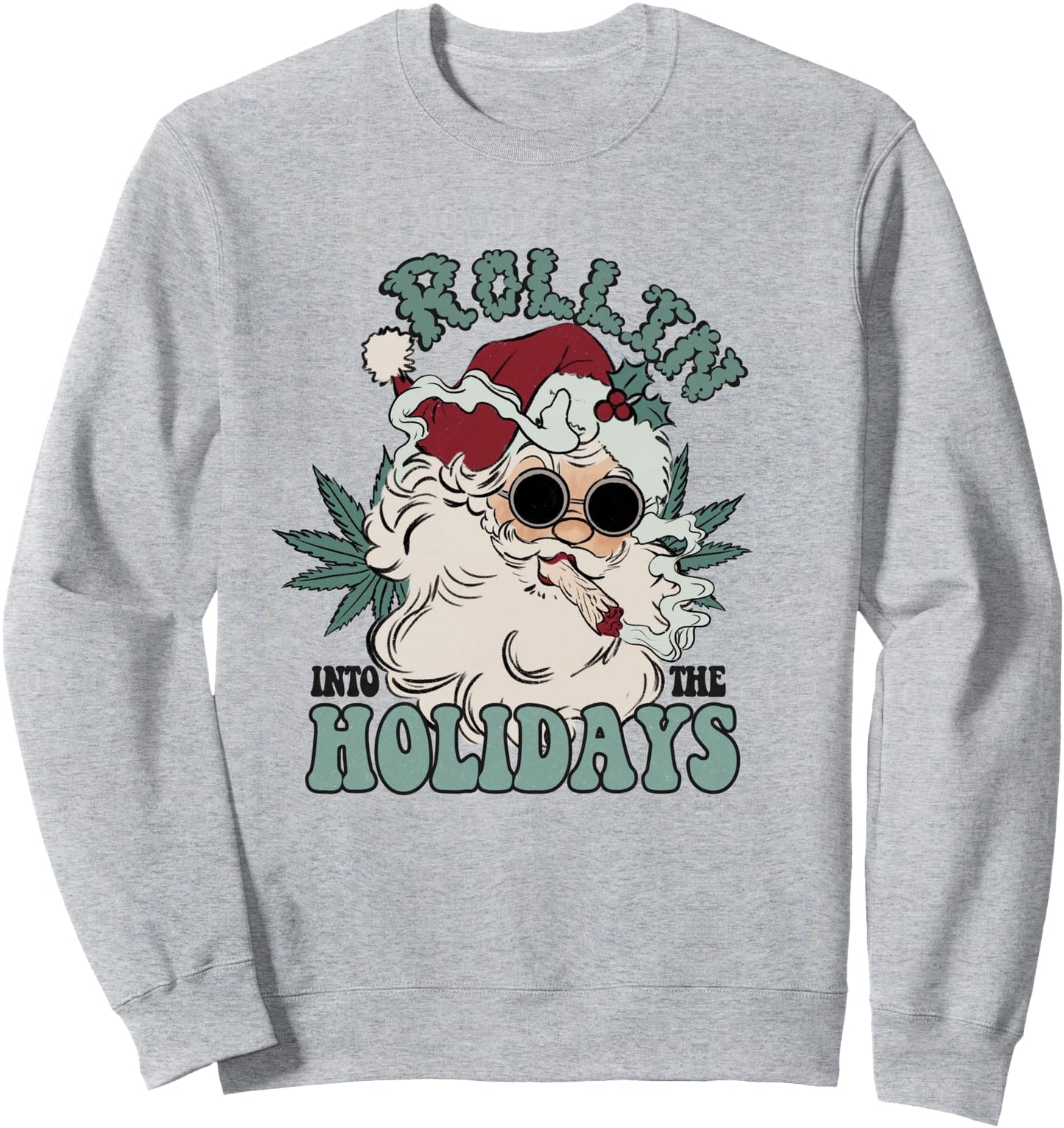 Santa Smoking Weed Marijuana 420 Funny Christmas Men Women Sweatshirt