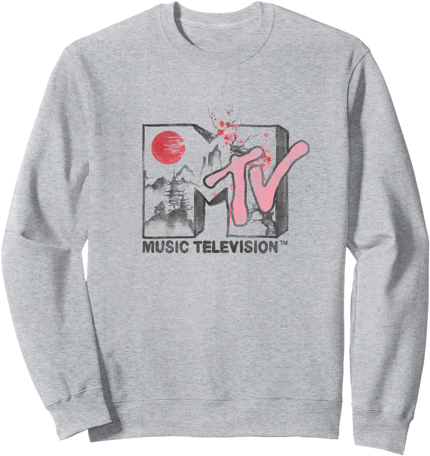 MTV Japanese Landscape Cherry Blossoms MTV Logo Sweatshirt