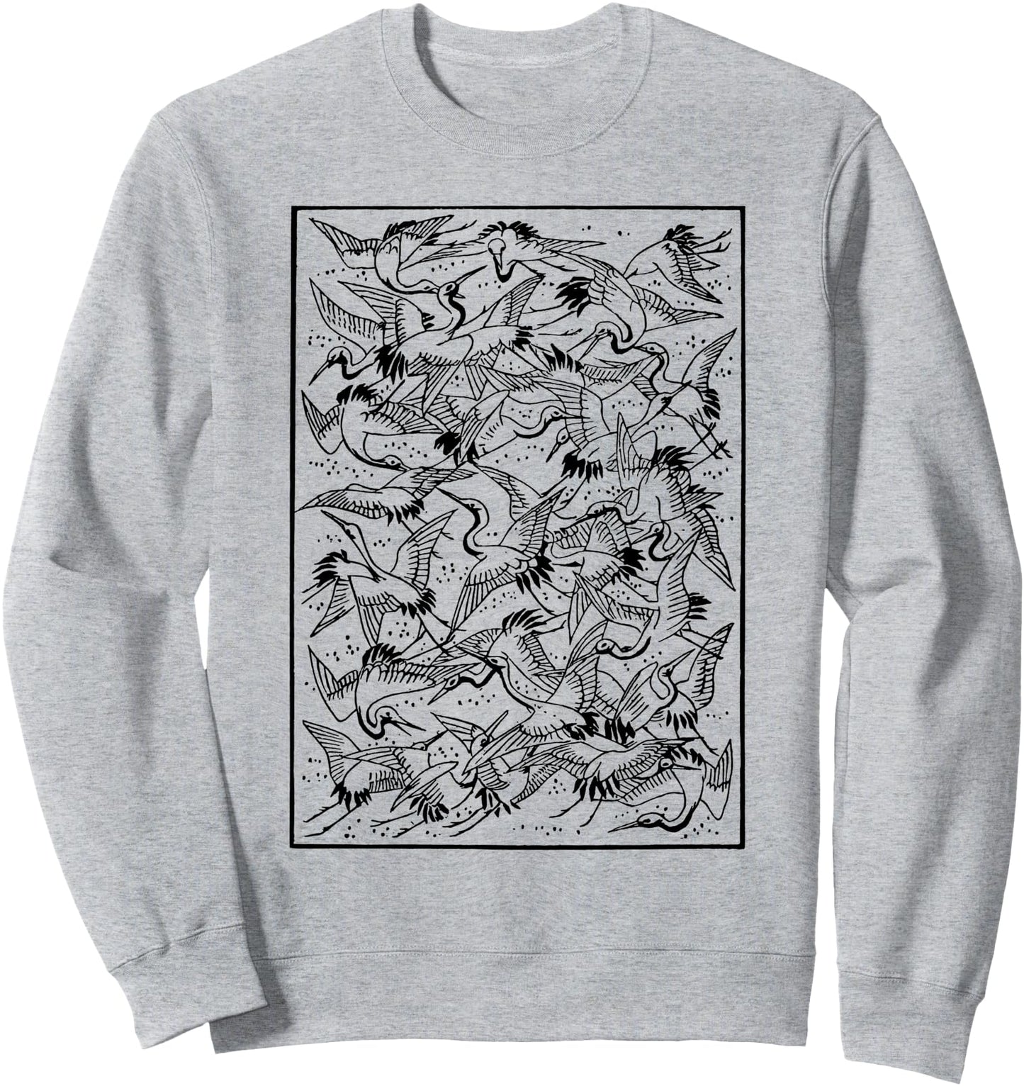Dance of Cranes Japanese Retro Art Vintage Crane Sweatshirt