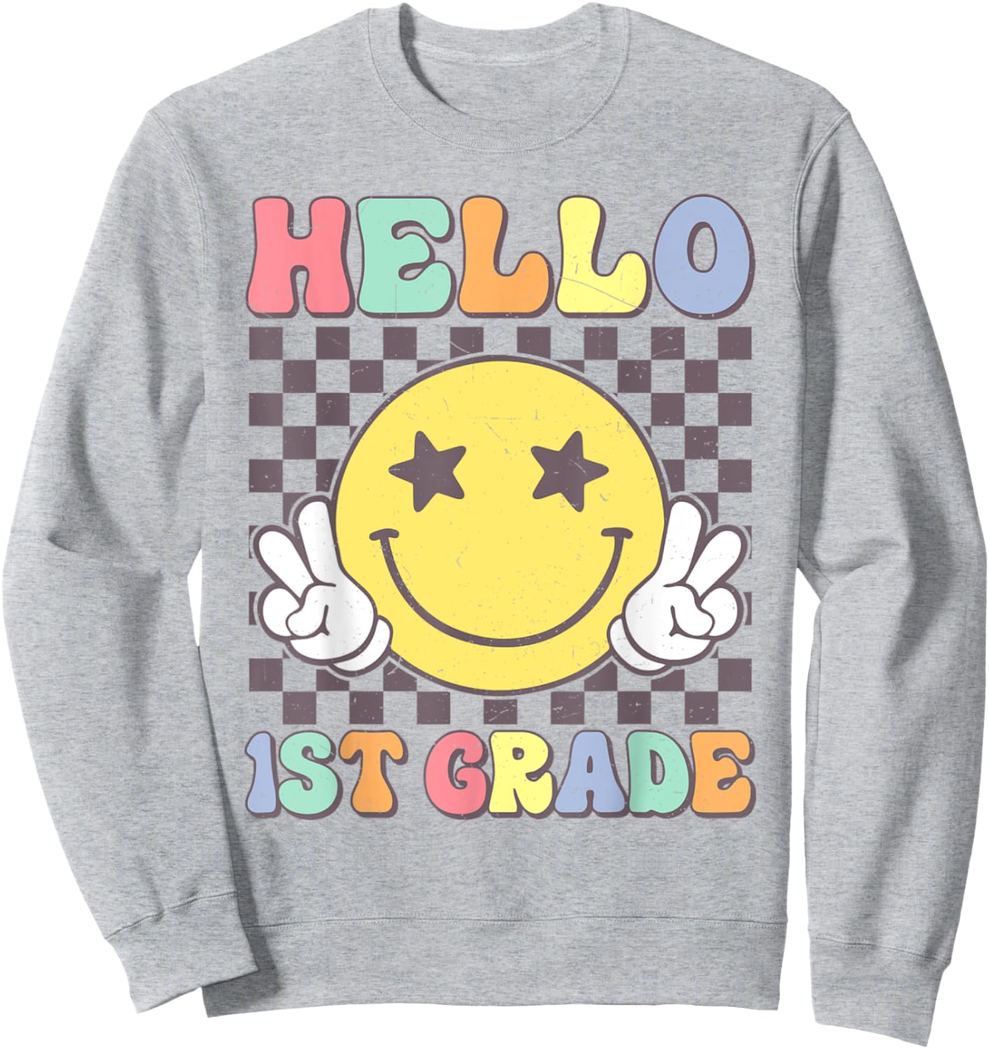 Groovy Hello First Grade Retro Team 1st Grade Back To School Sweatshirt