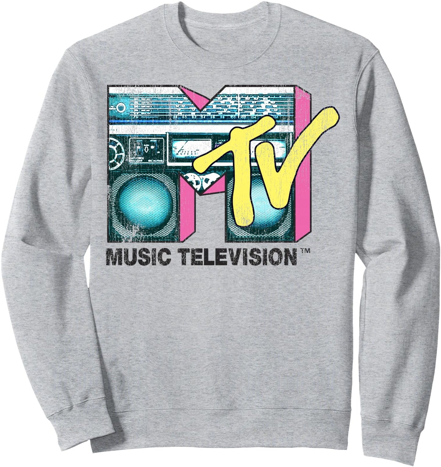 MTV Logo Distressed Boombox Sweatshirt