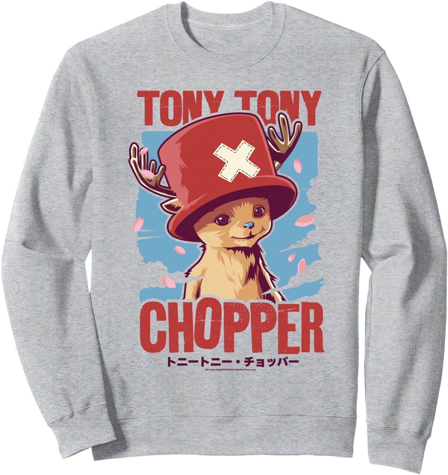 One Piece Tony Tony Chopper Distressed Kanji Poster Sweatshirt