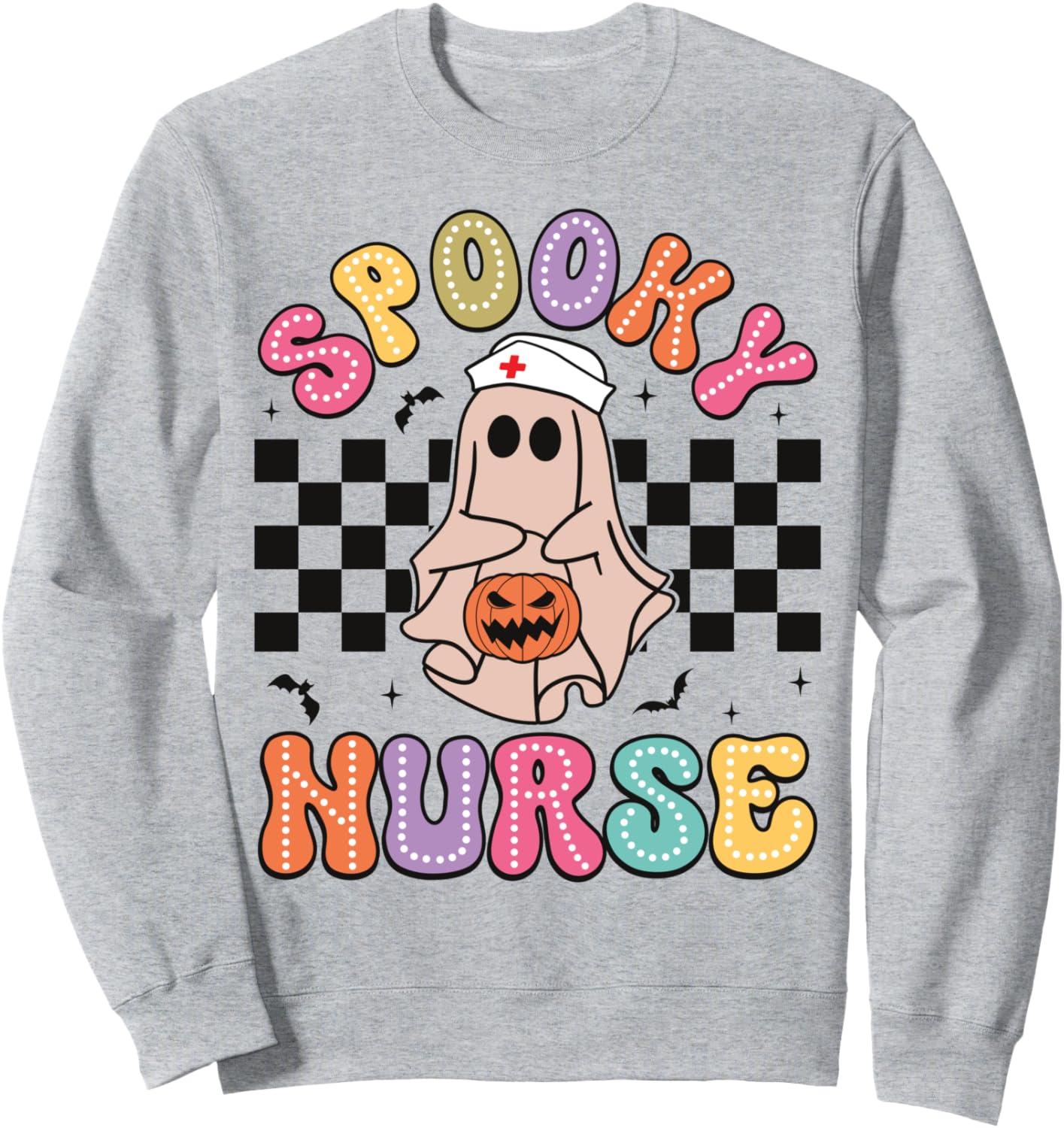 Spooky Nurse Groovy Cute Ghost Halloween Nurse for Women Sweatshirt