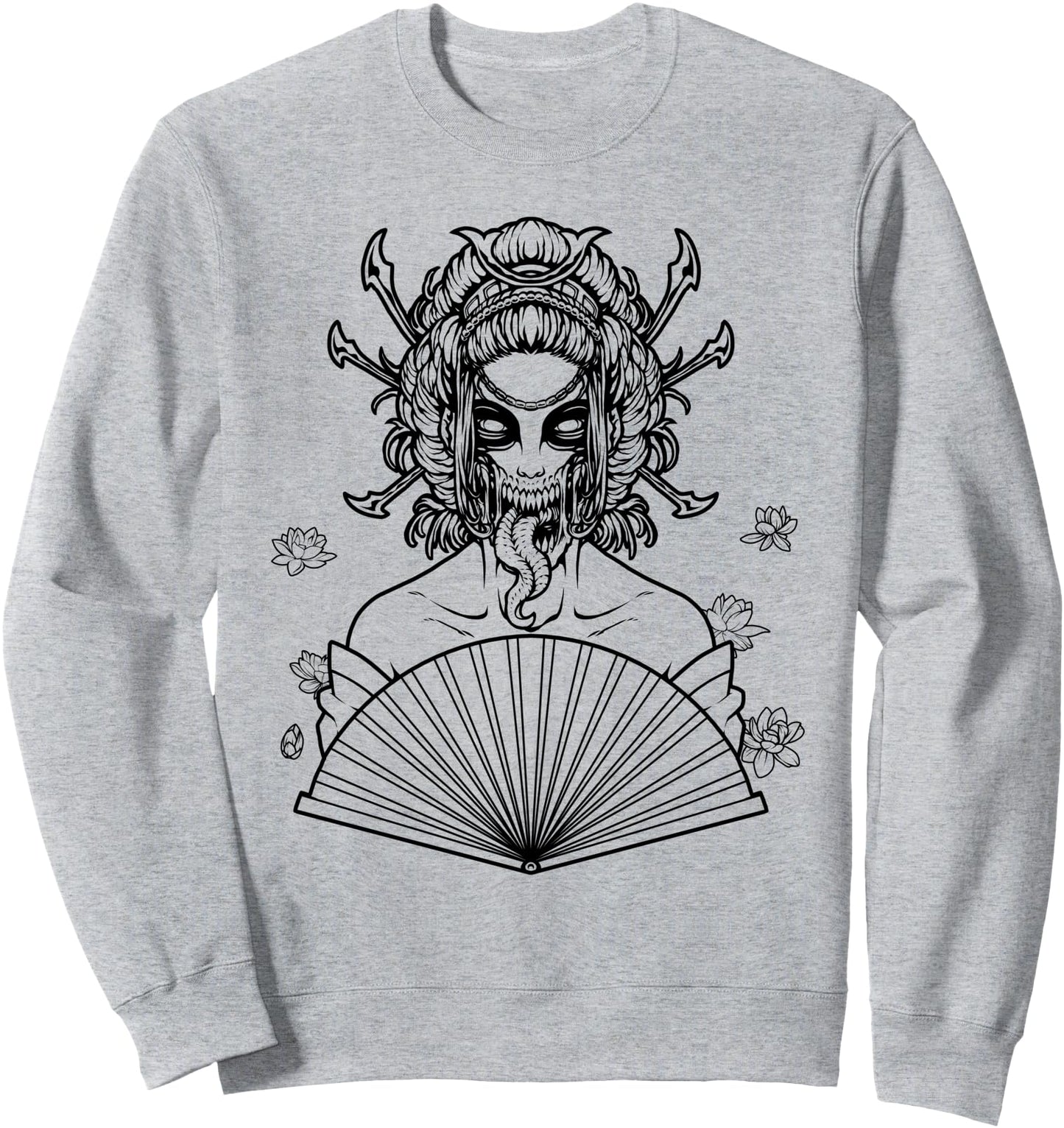 Geisha Horror Monster Woman Japanese Line Art Design Sweatshirt