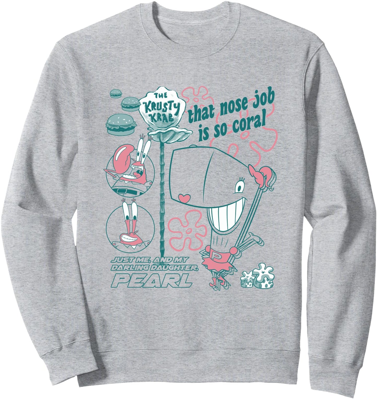 SpongeBob SquarePants Mr. Krabs And Pearl Retro Chest Poster Sweatshirt