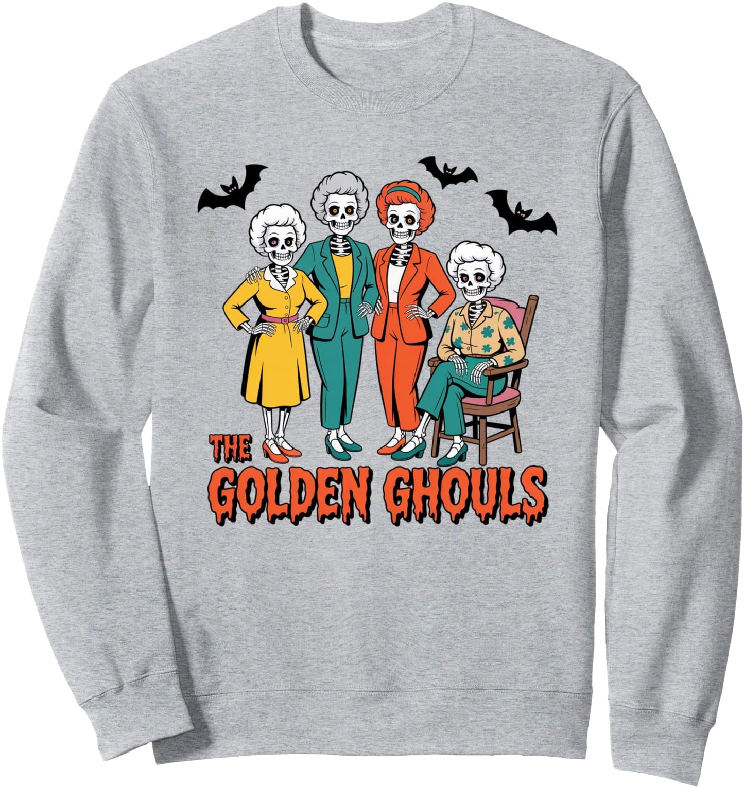 Golden Ghouls Halloween Design for Fans of Spooky Fun Sweatshirt