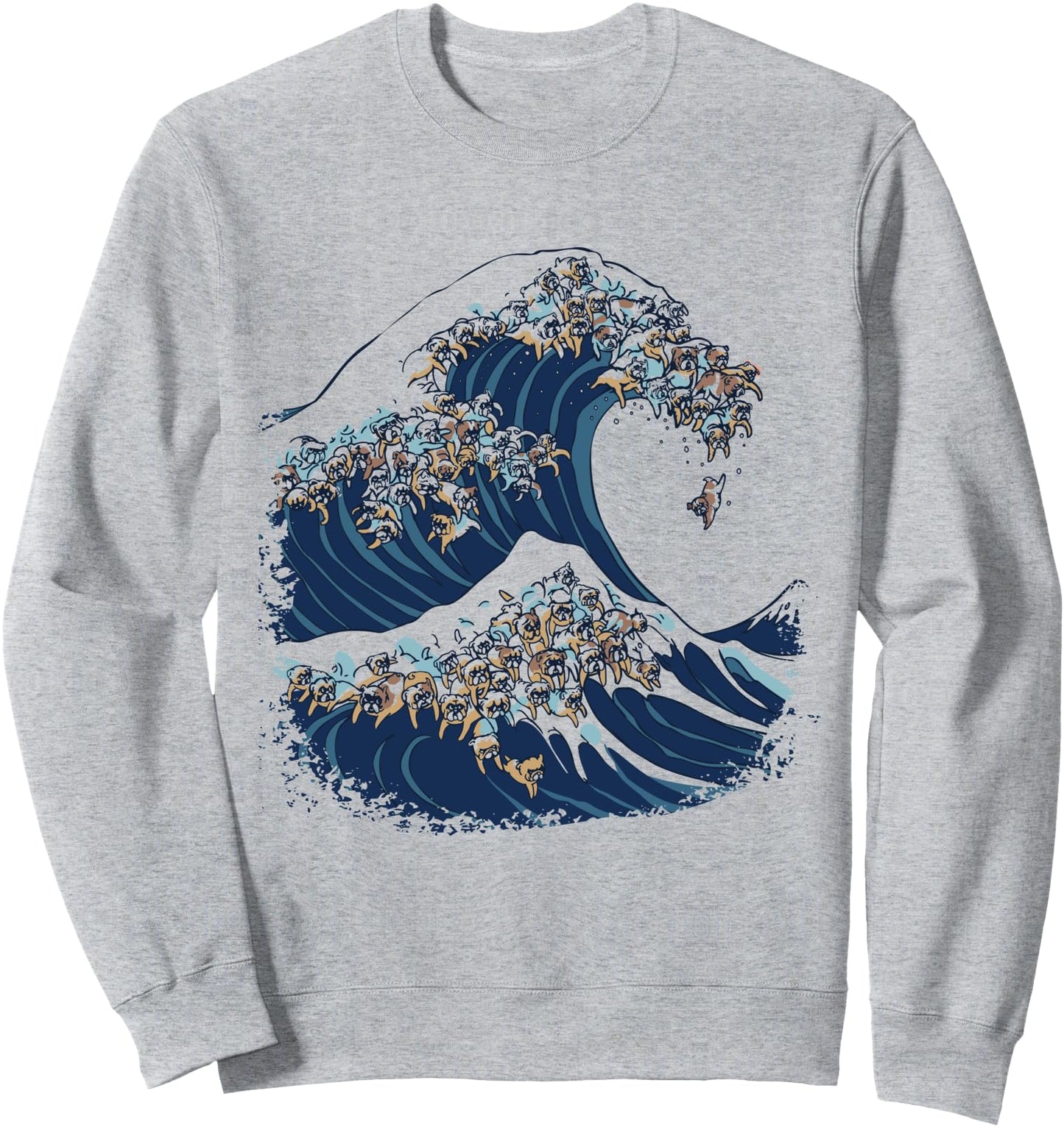 The Great Wave of English Bulldog Japanese Art Sweatshirt