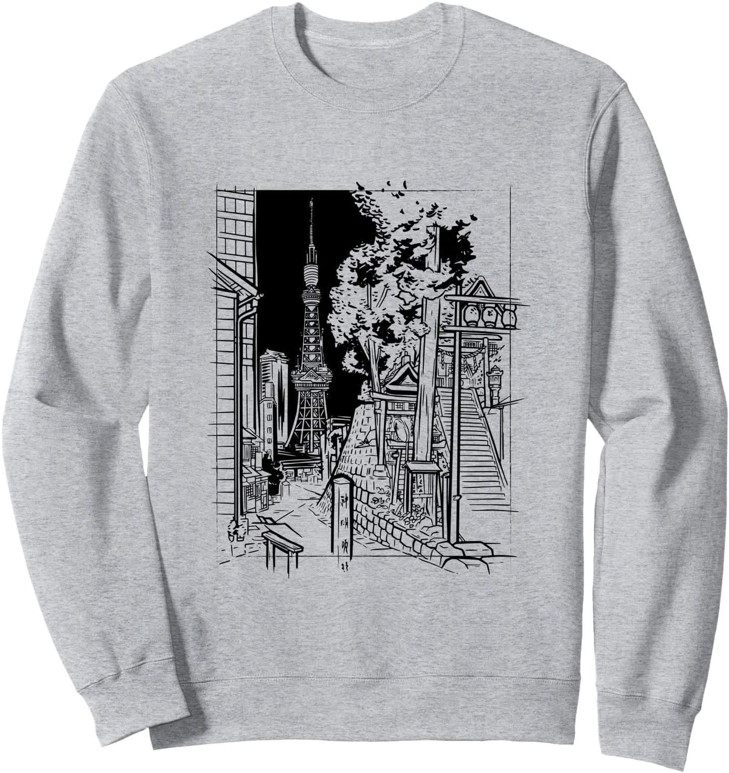 Tokyo City Sketch Japanese Art Graphic Sweatshirt