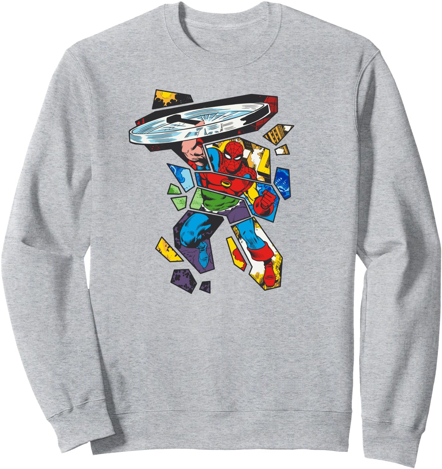 Amazon Essentials Marvel Super Heroes Multi Hero Shattered Collage Sweatshirt