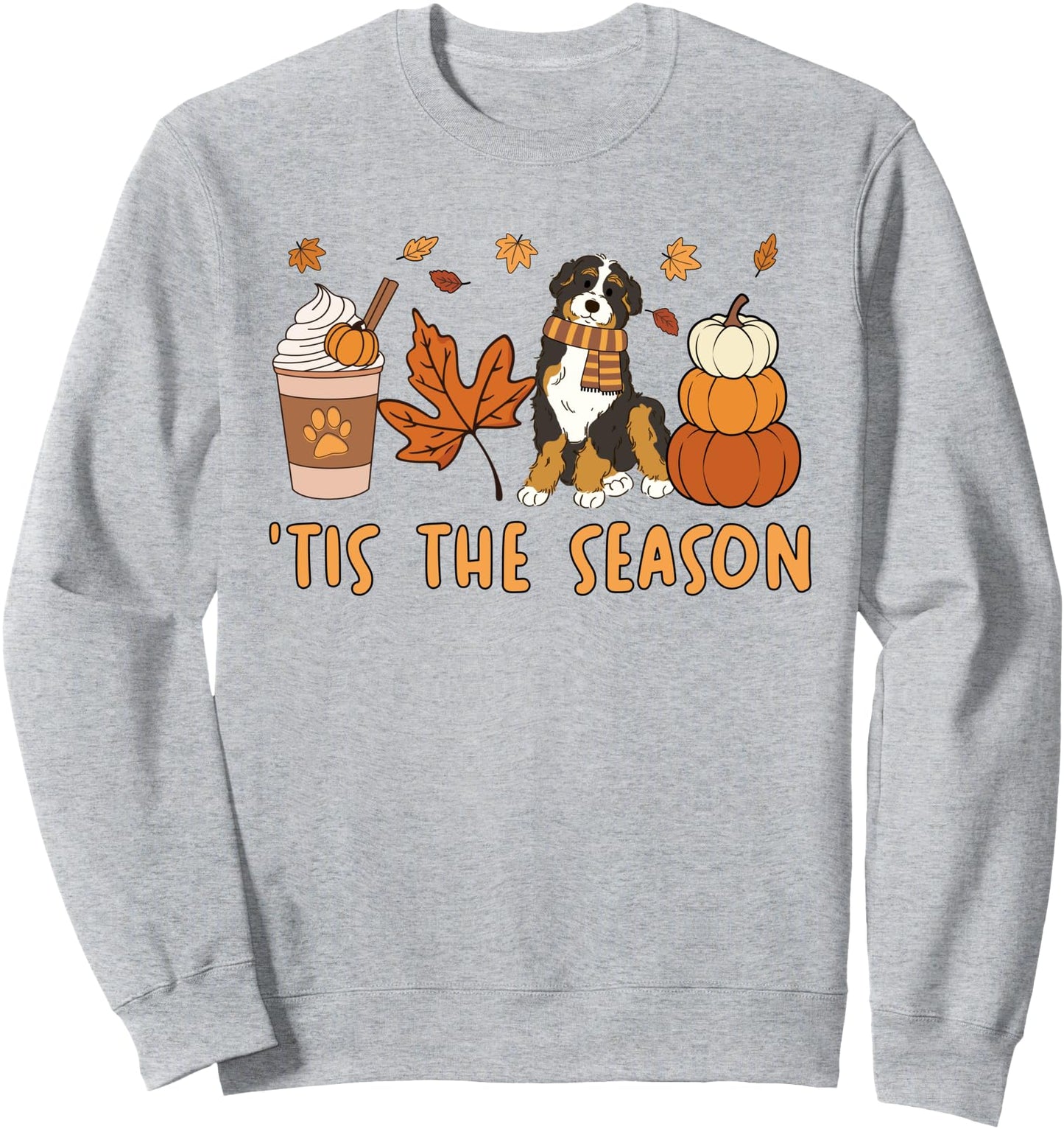 Tis The Season Bernedoodle Dog Fall Autumn Pumpkin Coffee Sweatshirt