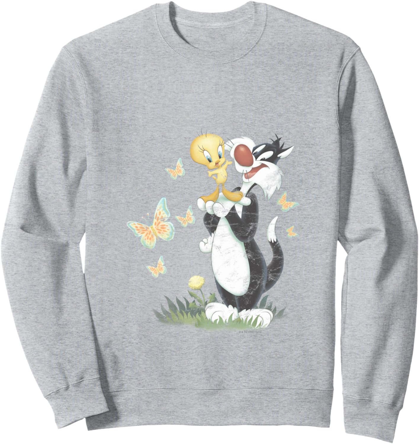 Looney Tunes Sylvester & Tweety Bird Butterfly Distressed Sweatshirt