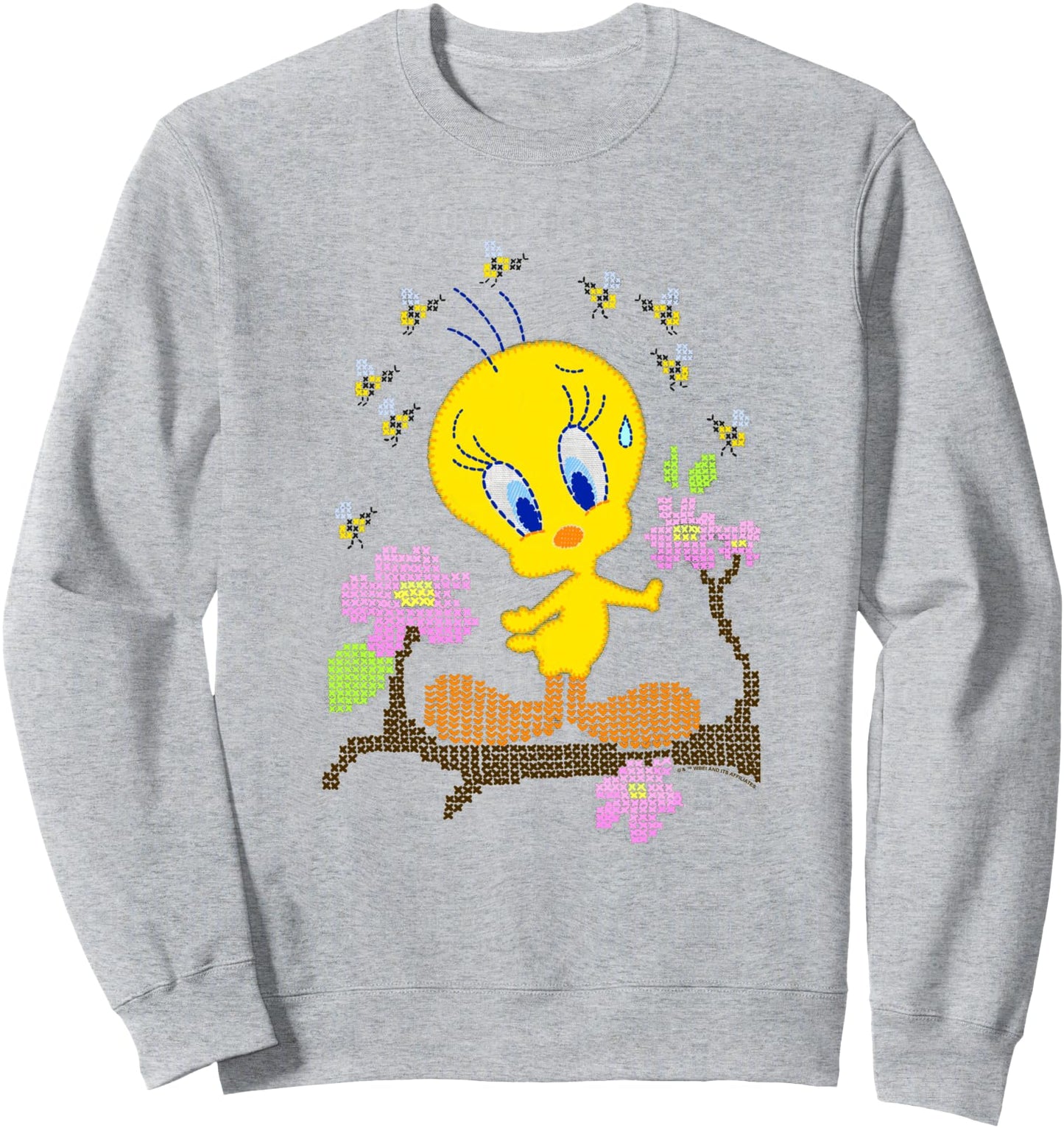 WB100 Looney Tunes Tweety Bird Easter Floral Stitch Sweatshirt