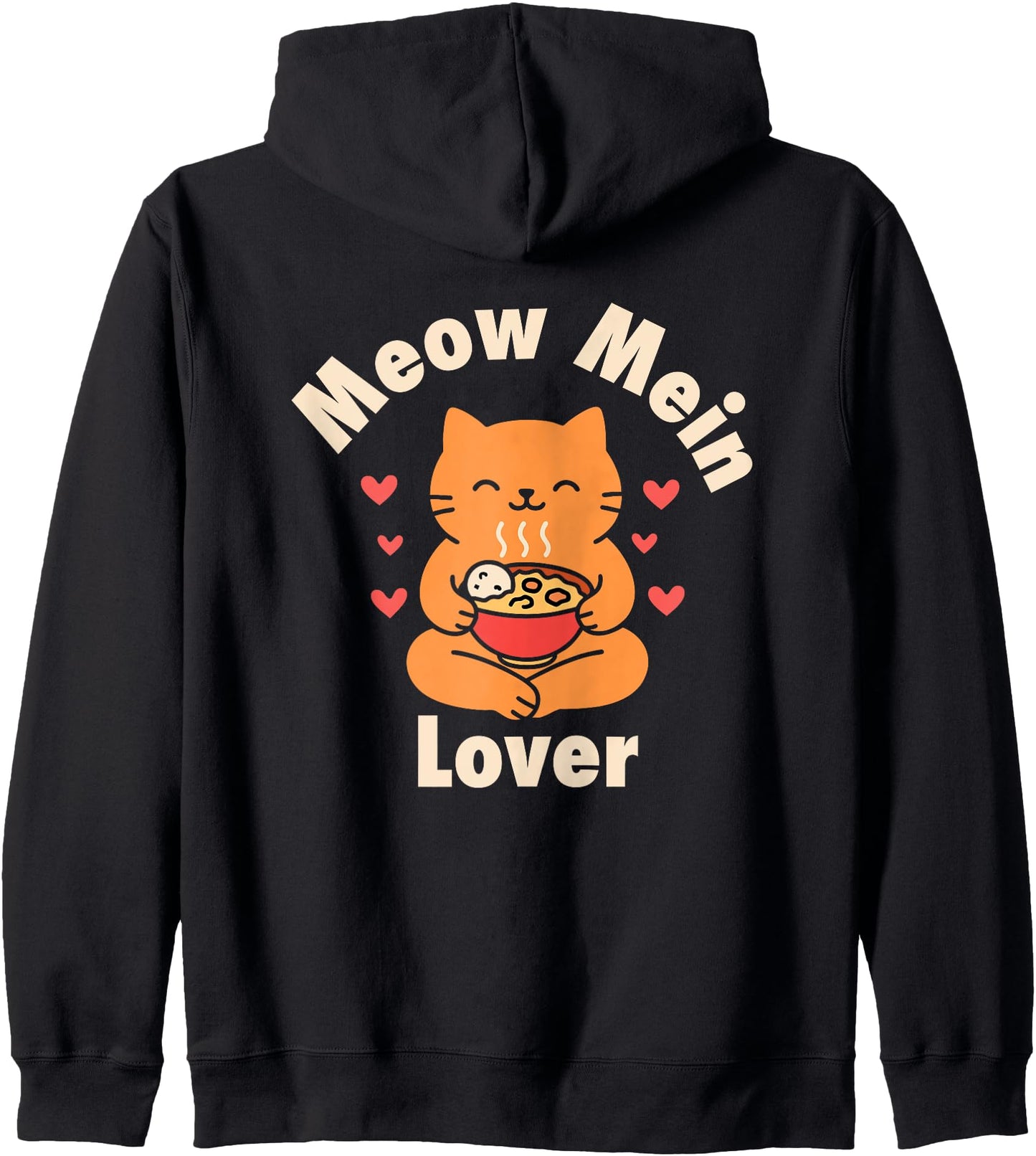 Cute Cat Slurping Noodles Kawaii Japanese Food Illustration Zip Hoodie