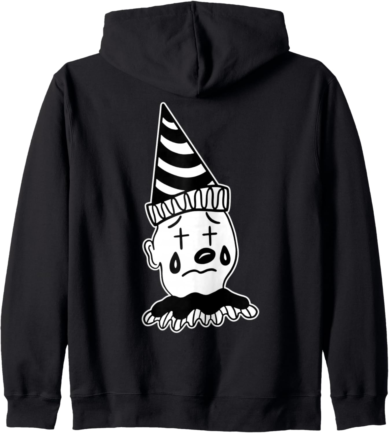 Sad Clown Crying Circus Blackwork Minimal Zip Hoodie