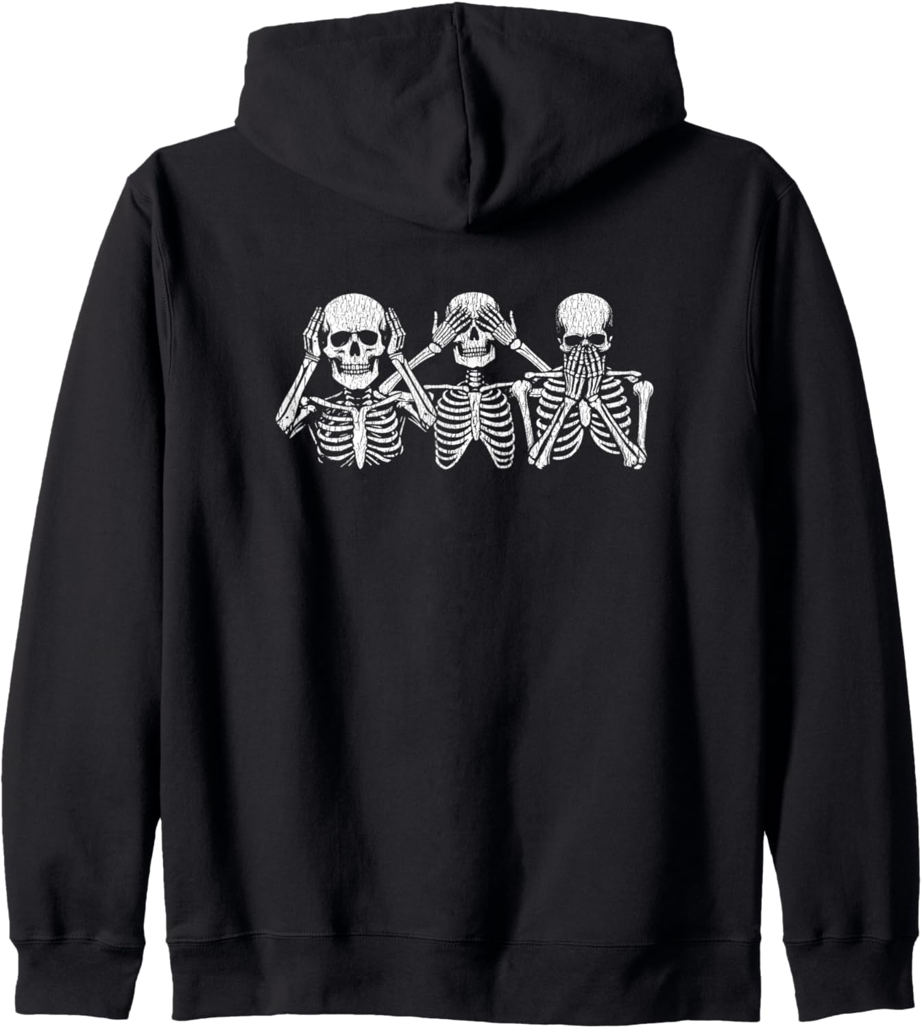 Distressed Skeletons Hear See Speak No Evil Skeleton Lover Zip Hoodie