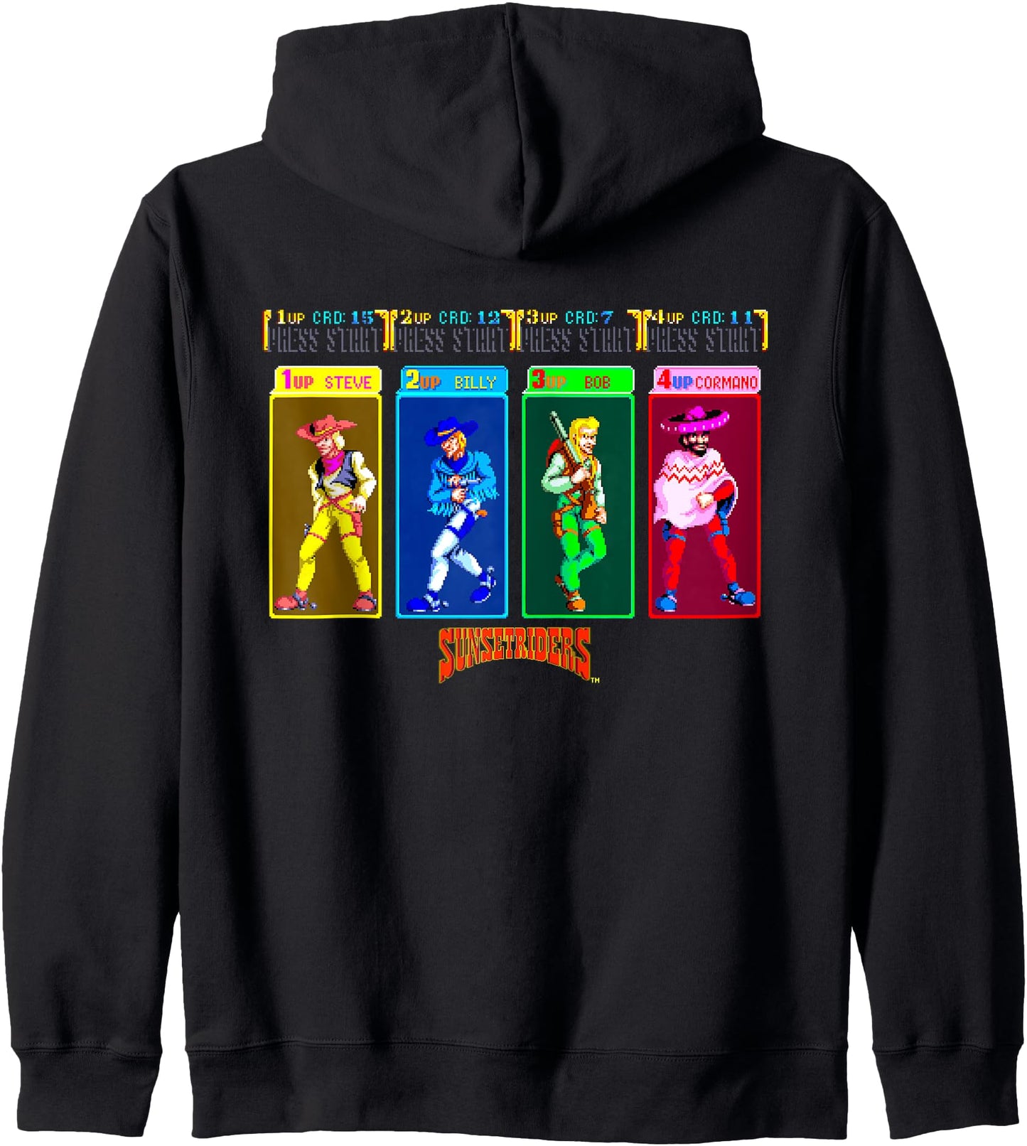 Sunset Riders Character Select Retro Western Heroes Showdown Zip Hoodie