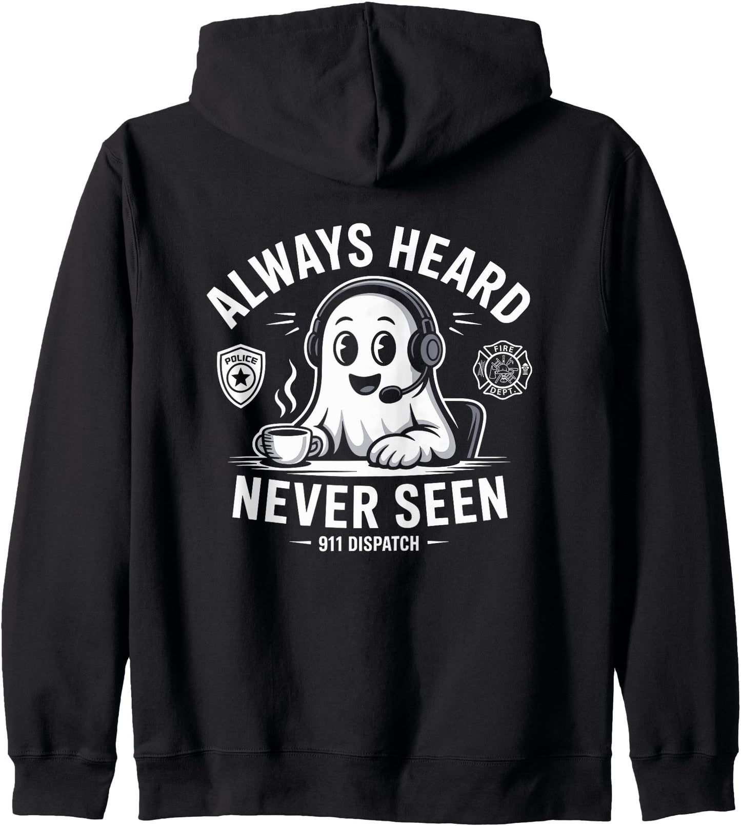 Funny 911 Dispatcher Halloween Ghost Thin Gold Line Zip Hoodie