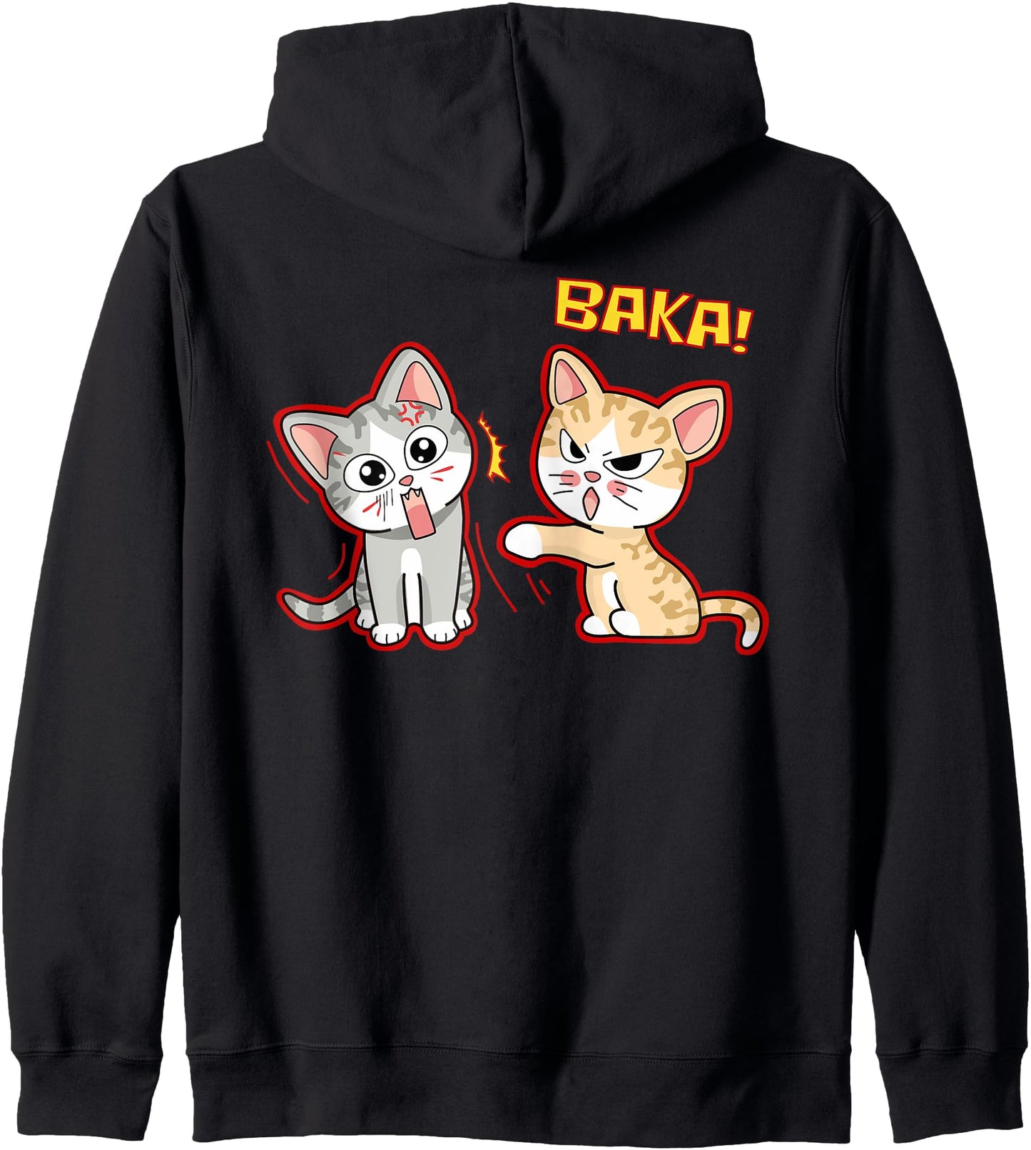Funny Anime Baka cat Slap - Baka Japanese Zip Hoodie