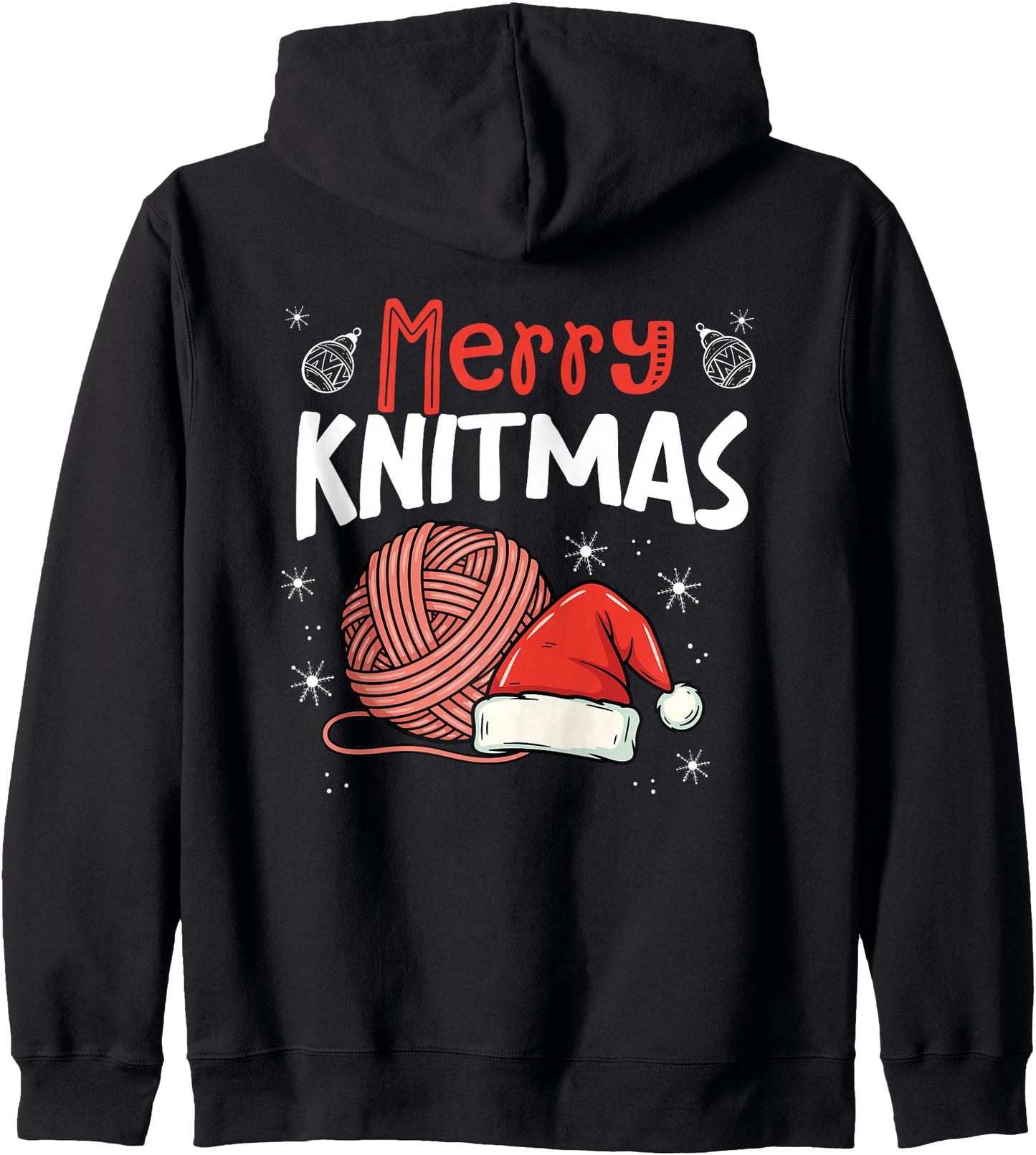 Merry Knitmas Funny Knitter Christmas Yarn Zip Hoodie