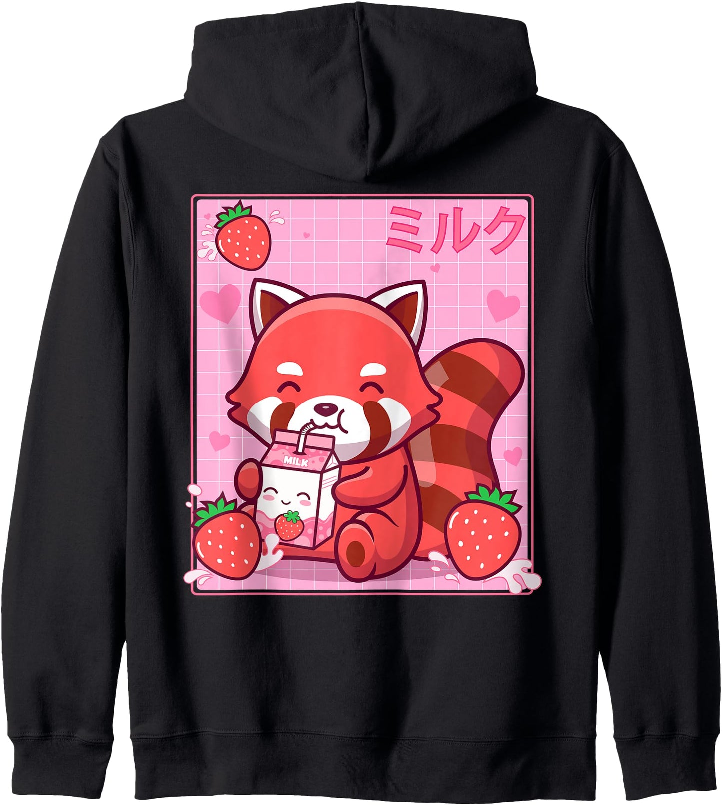 Kawaii Red Panda Strawberry Milk Shake Otaku Anime Lover Hoodie