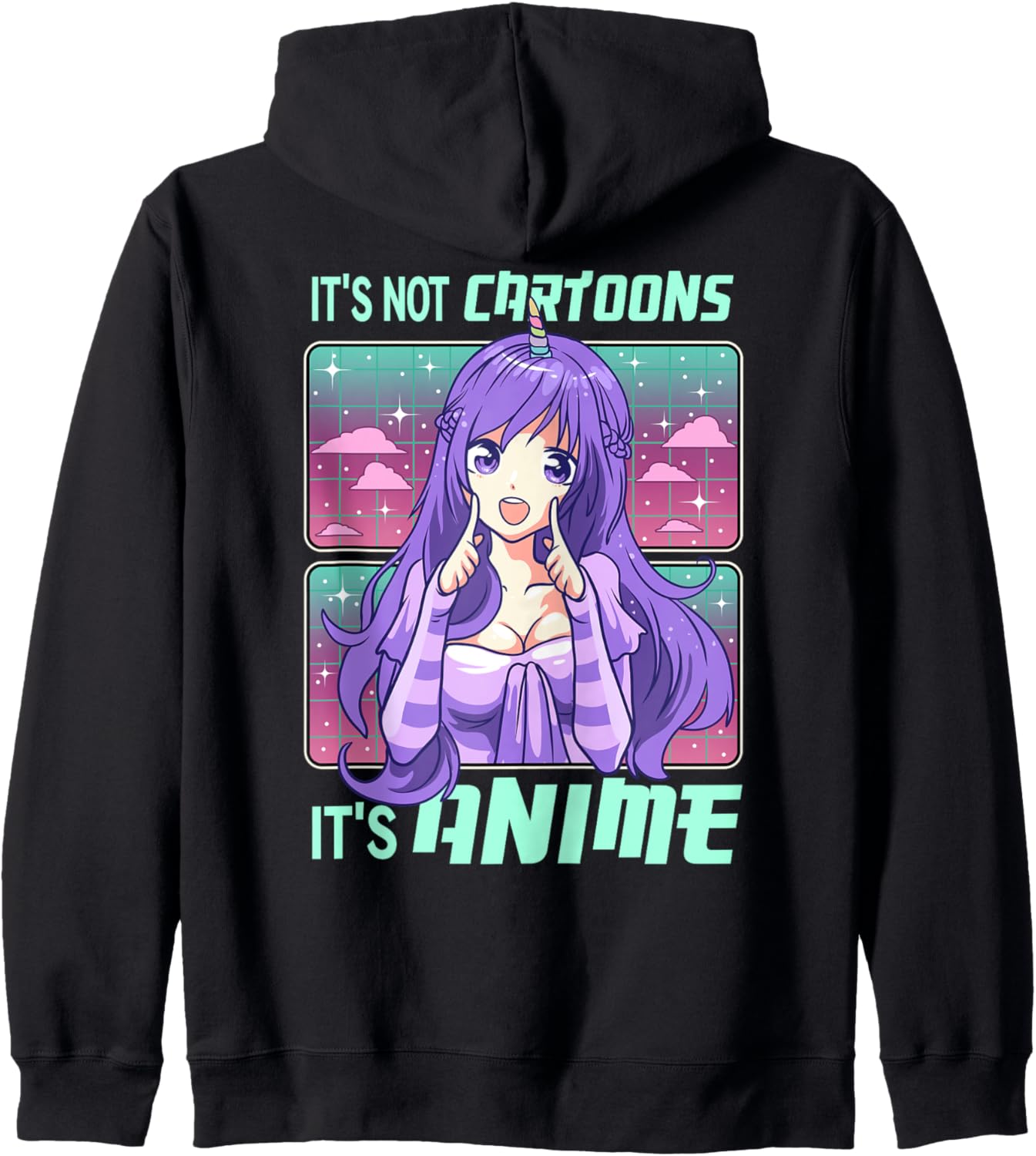 It's Not Cartoons It's Anime Unicorn Girl Gift Cute Anime Zip Hoodie