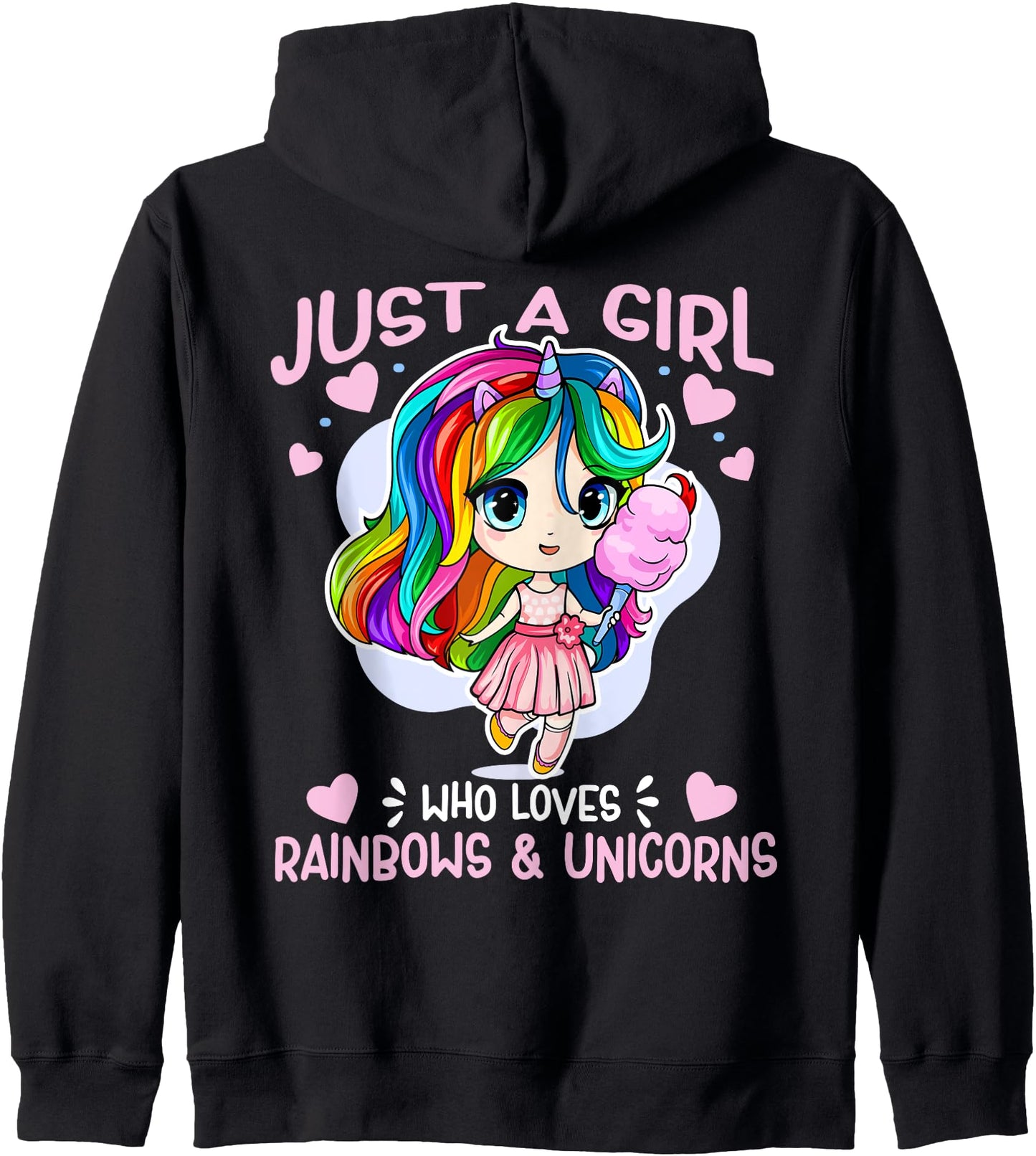 Just A Girl Who Loves Rainbows And Unicorns Cute Anime Chibi Hoodie