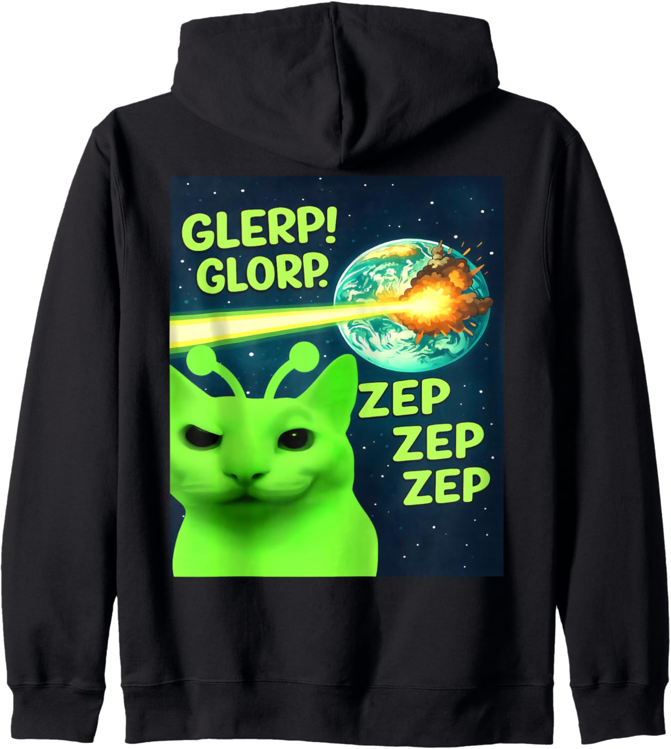 Funny Alien Cat Meme Glerp Glorp Zep Women Men Kids Zip Hoodie