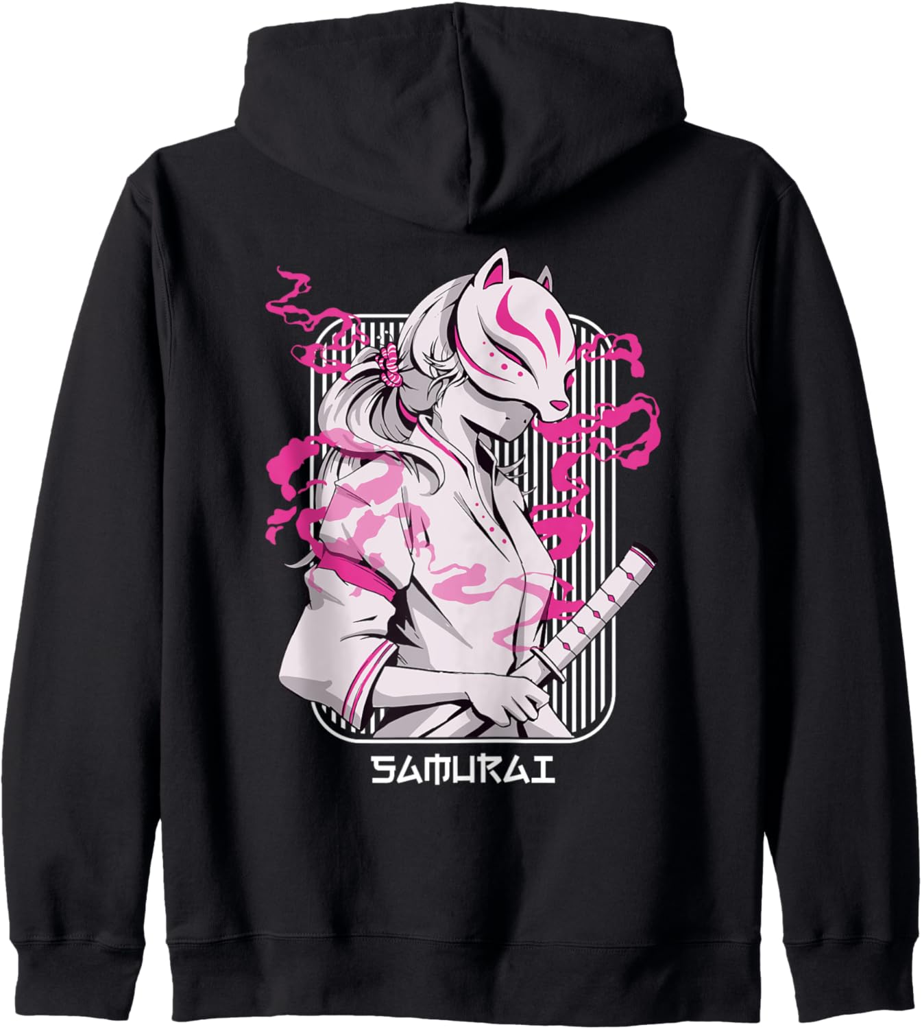 Samurai Girl Kitsune Mask Japanese Anime Aesthetic Hoodie