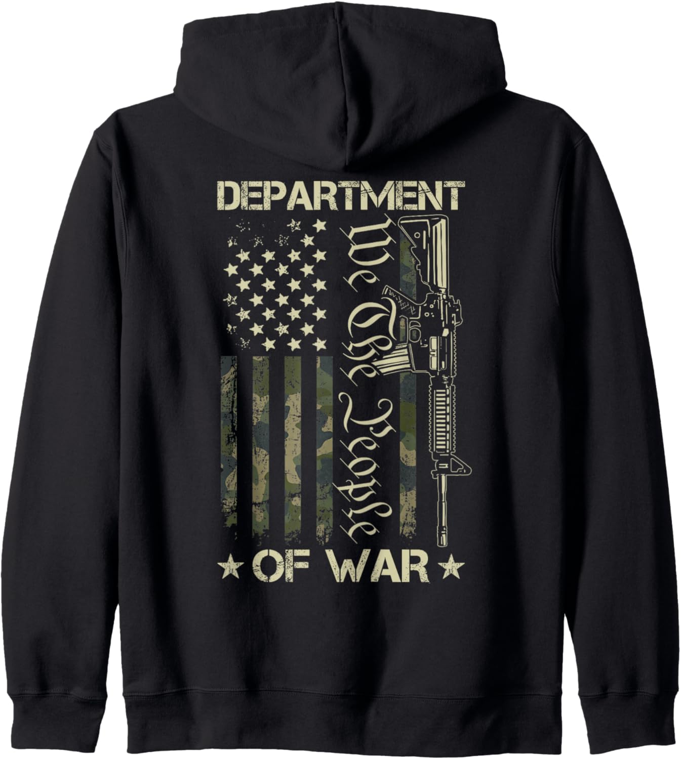 Department of War We The People Camouflage American Flag Gun Zip Hoodie