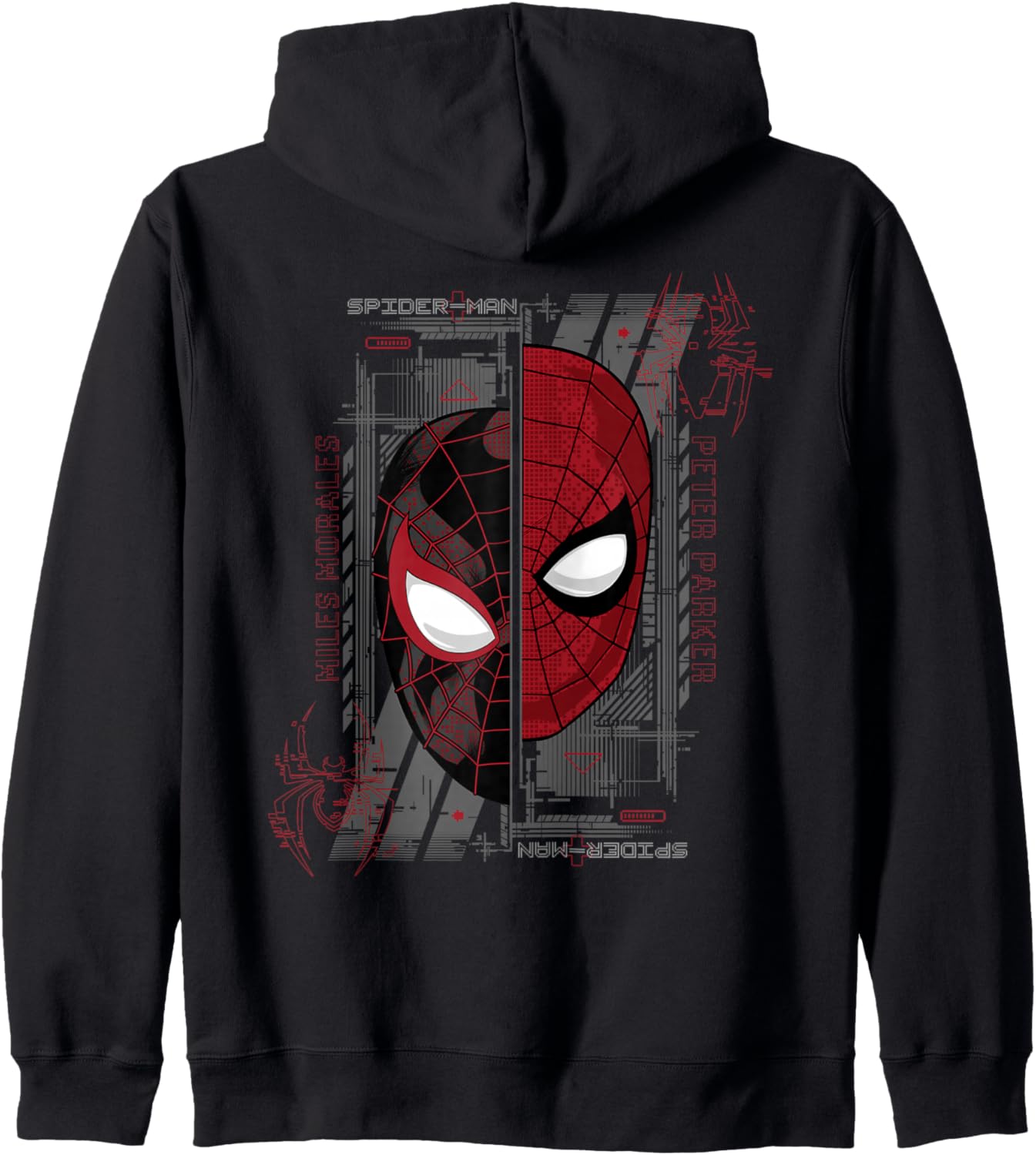 Marvel Spider-Man Peter Parker & Miles Morales Split Mask Zip Hoodie