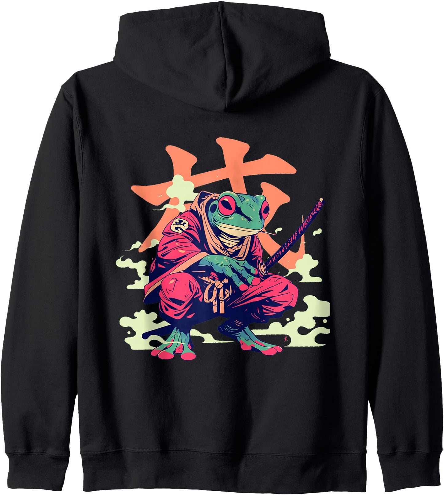 Samurai Frog Japanese Tattoo - Katana Ninja Zip Hoodie