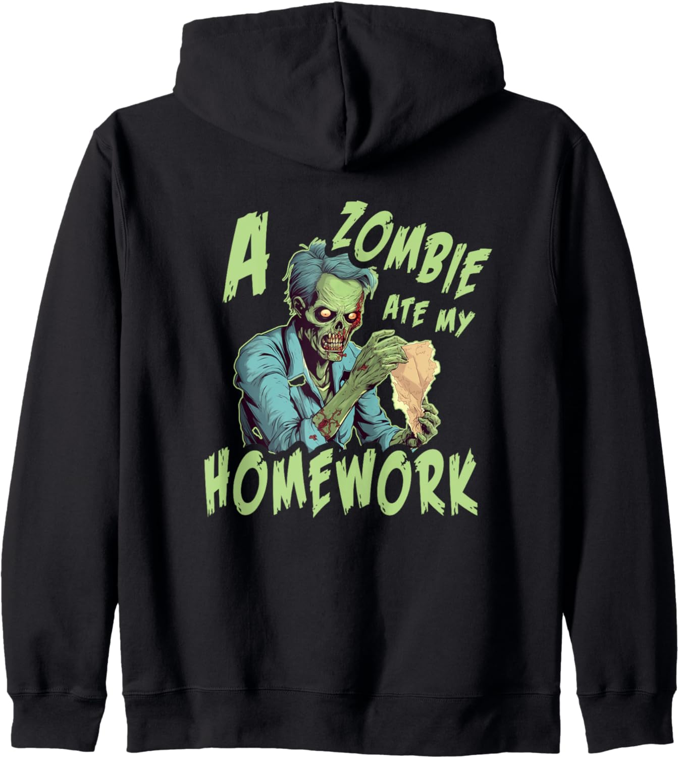 A Zombie Ate My Homework, Boys Kids Funny Zombie Halloween Zip Hoodie