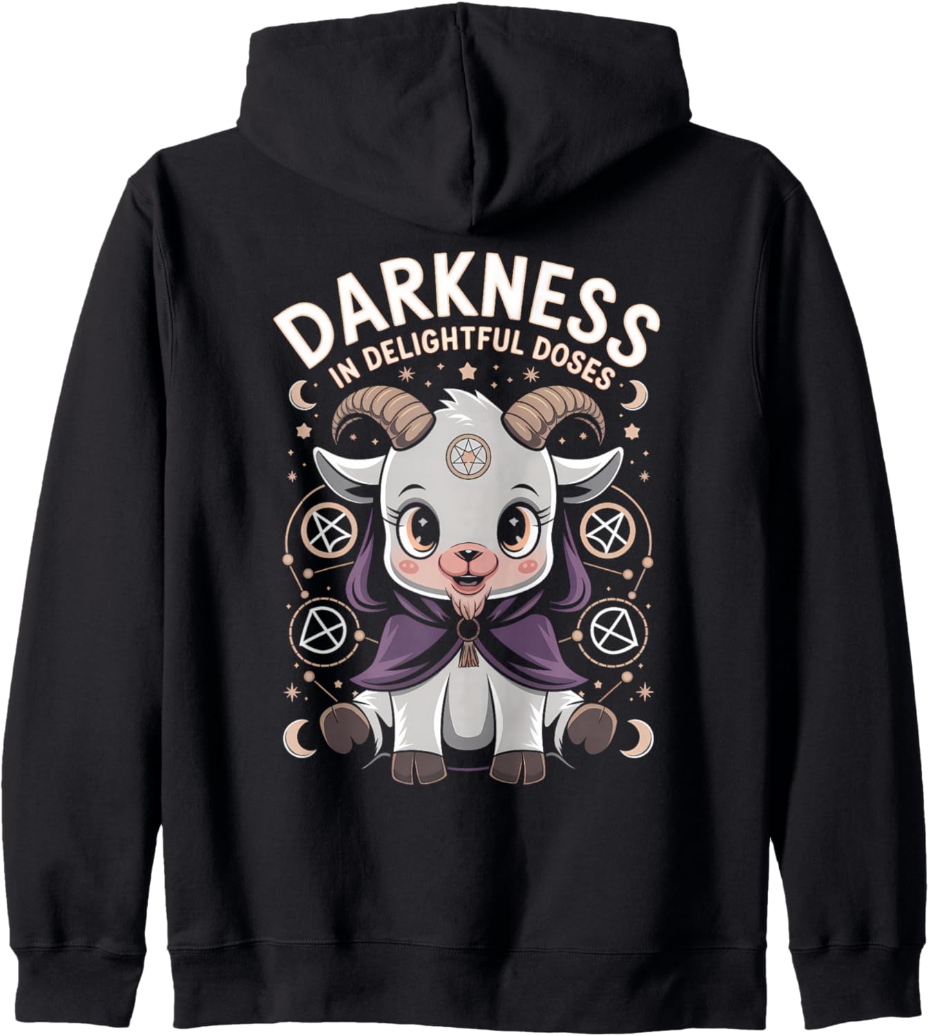 Satanic Kawaii Baby Goat Baphomet Goth Occult Vaporwave 666 Zip Hoodie