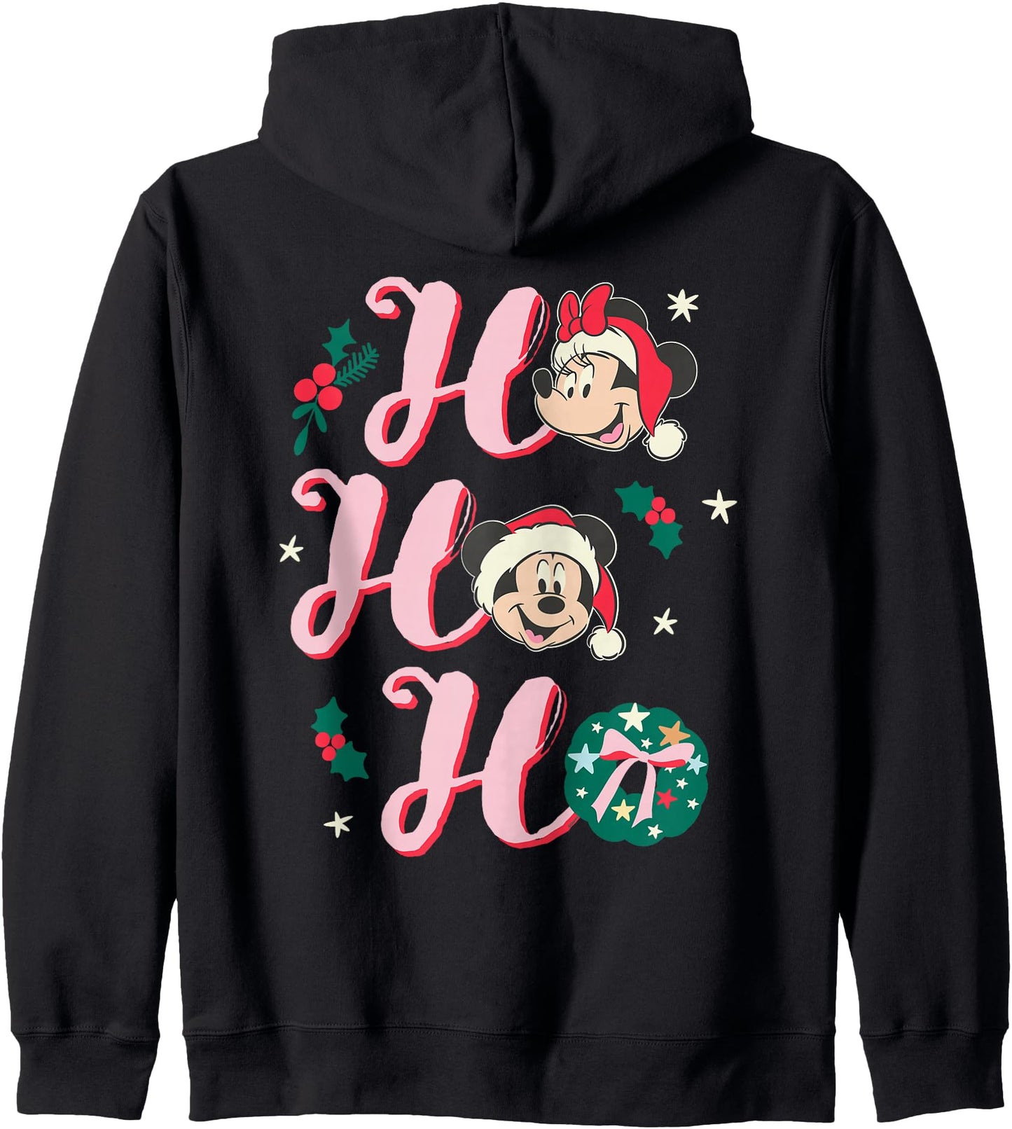 Disney Mickey & Minnie Christmas Ho Ho Ho Retro Holiday Zip Hoodie