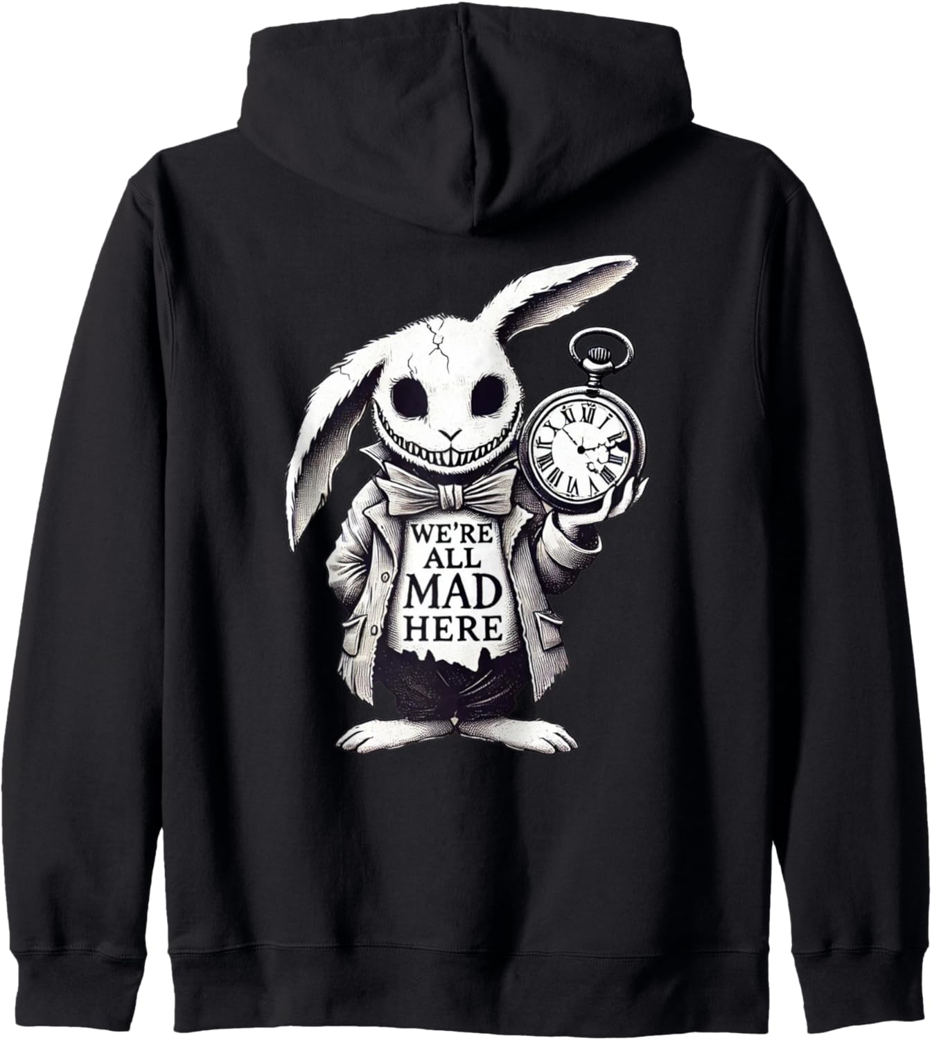 Alice in Wonderland - We're All Mad Here Rabbit Hatter Quote Zip Hoodie