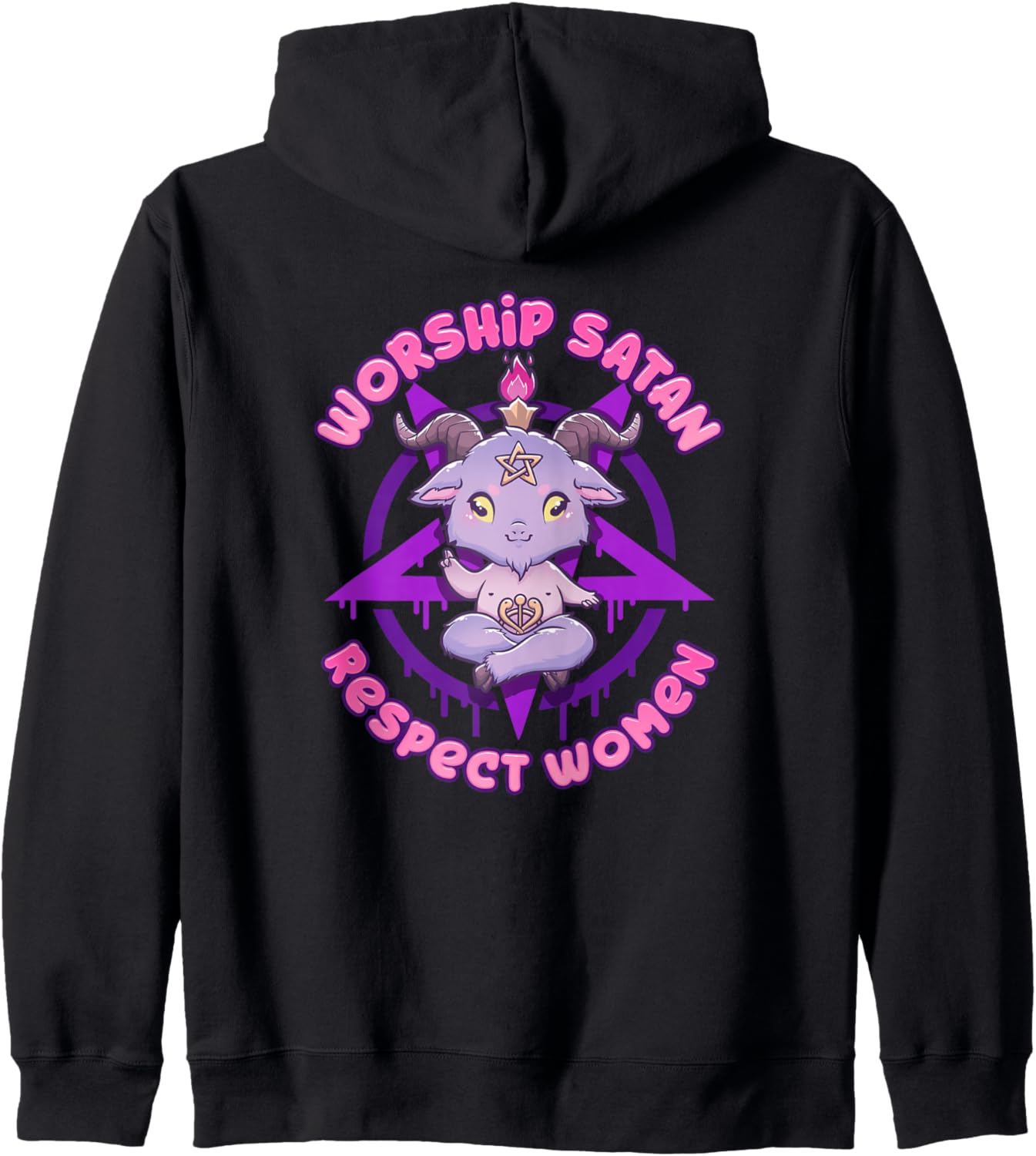Worship Satan Respect Women I Satanic Anime Baphomet Hoodie