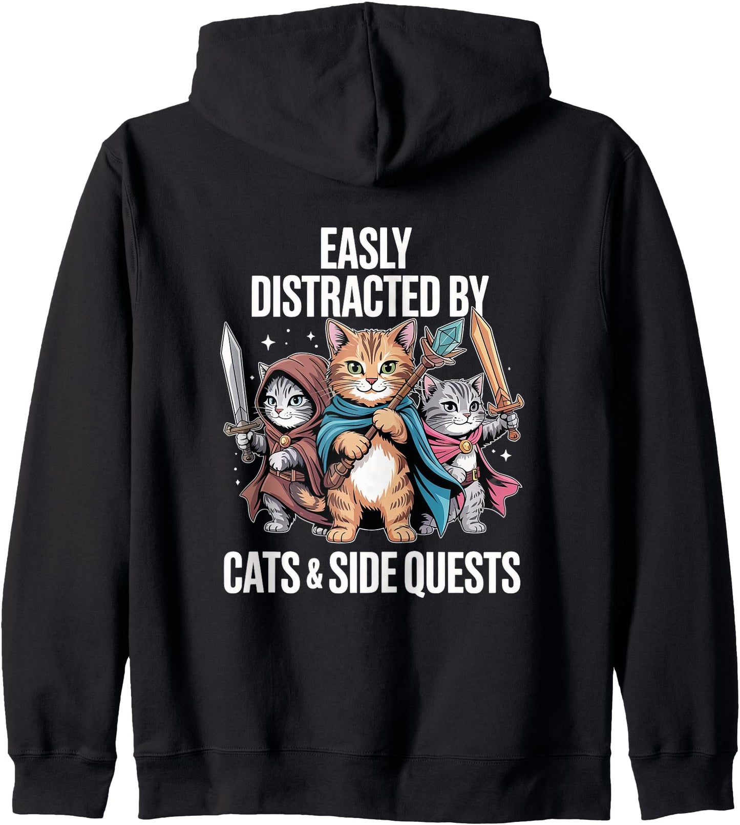 Cats Side Quest Distracted Tabletop Funny Men Women Dad Zip Hoodie