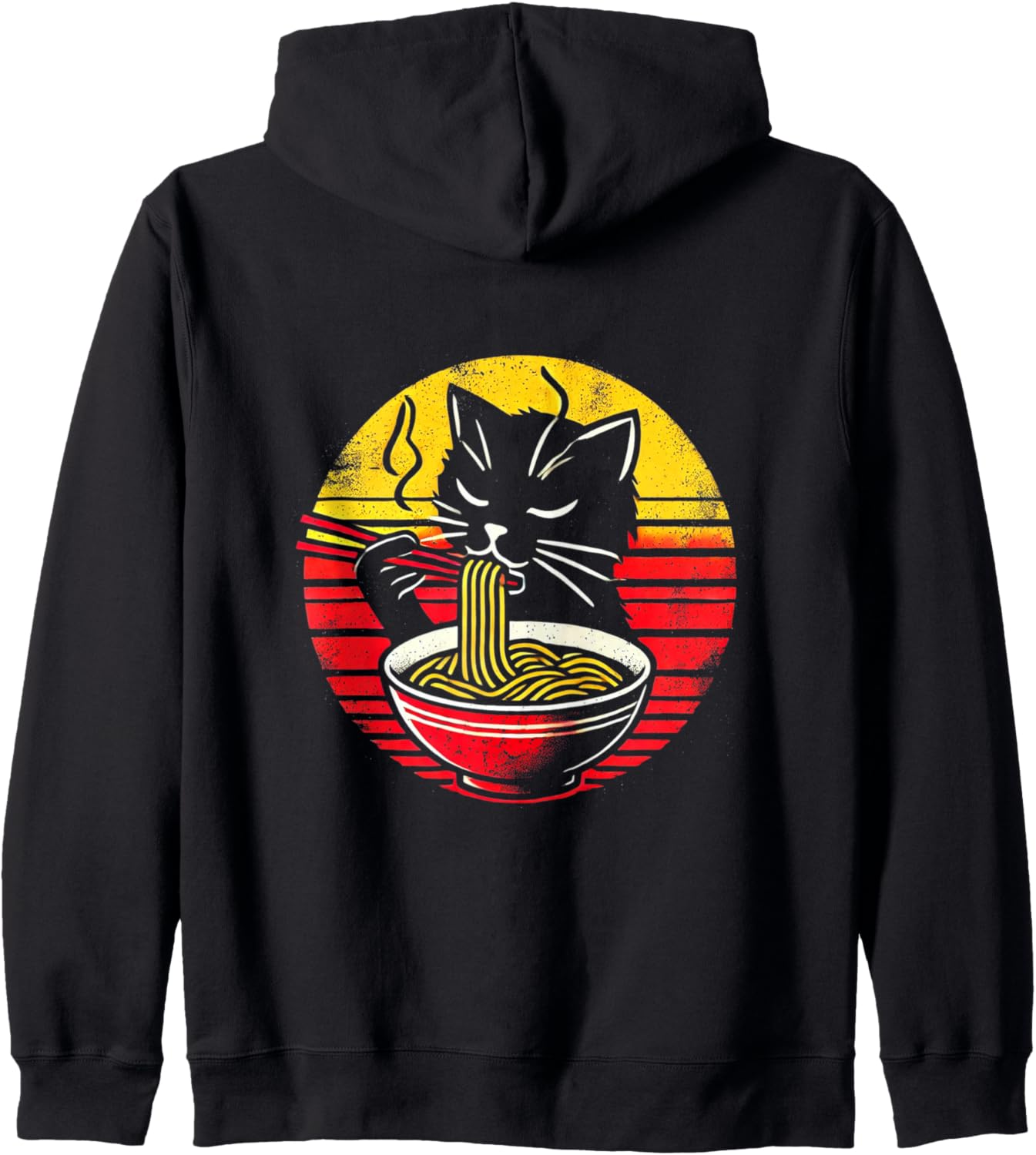 Anime Cat Ramen Japanese Funny Graphic Tees Kawaii Cat Anime Zip Hoodie