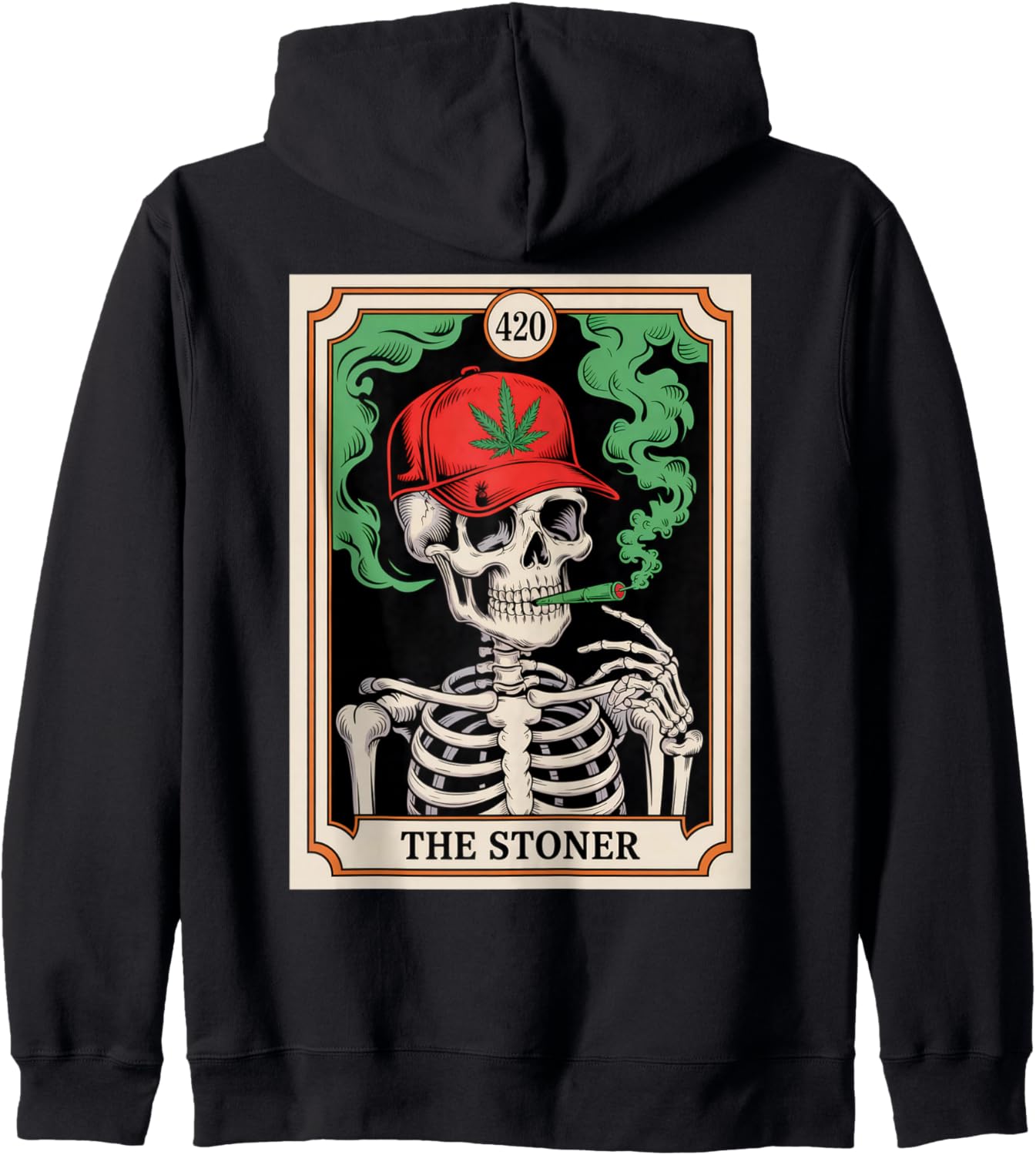 Tarot Card The Stoner Weed Lover Skeleton Cannabis 420 Zip Hoodie