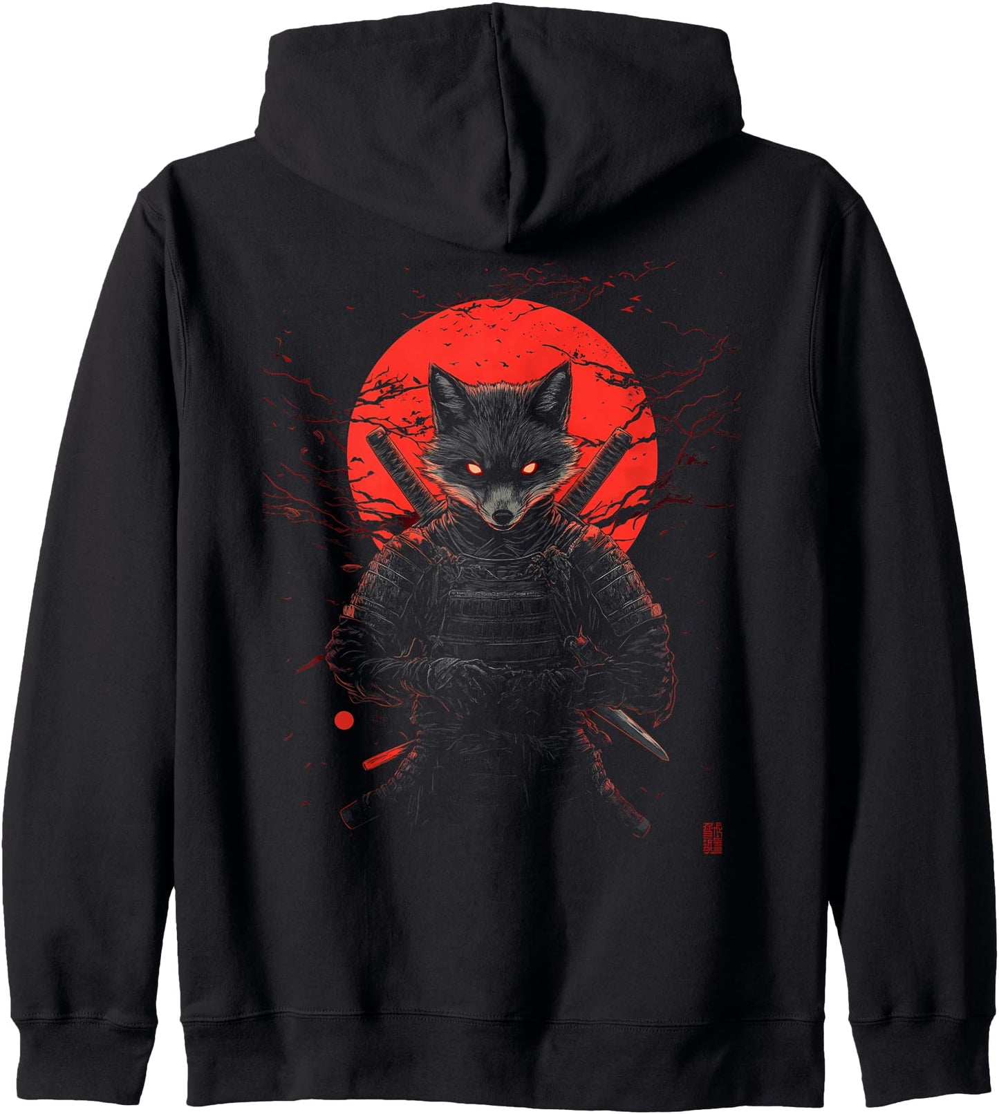 Samurai Fox Warrior Japanese Spirit Animal Zip Hoodie